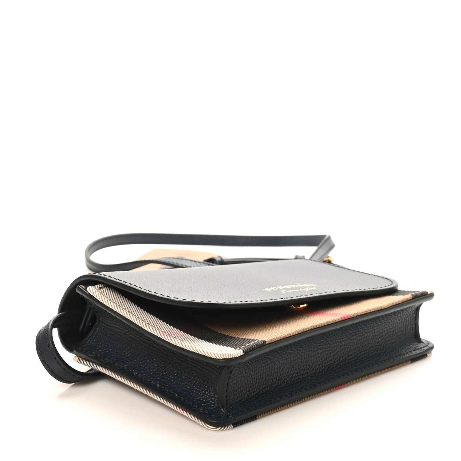 Derby Calfskin House Check Mini Hampshire Wallet On Chain Ink Blue - Image 4