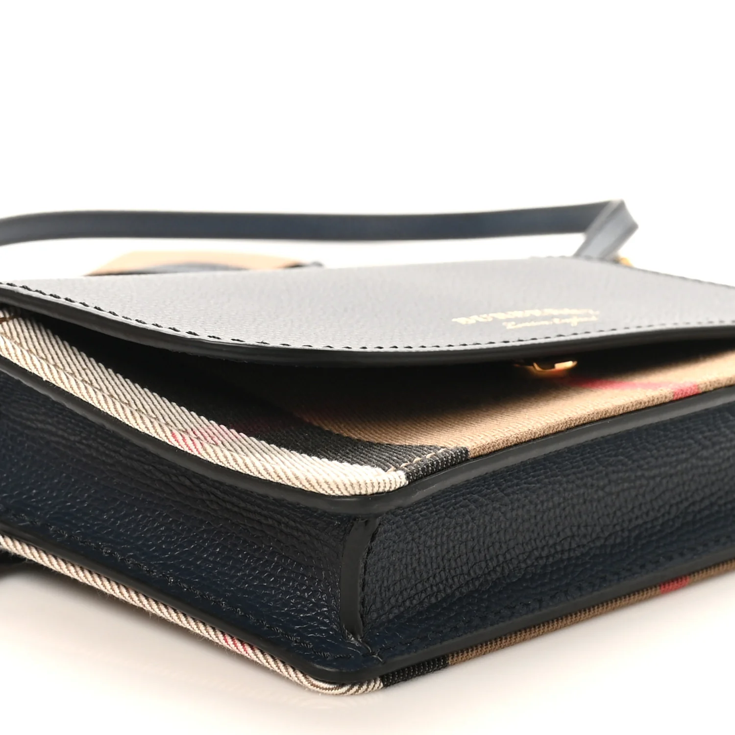 Derby Calfskin House Check Mini Hampshire Wallet On Chain Ink Blue - Image 8