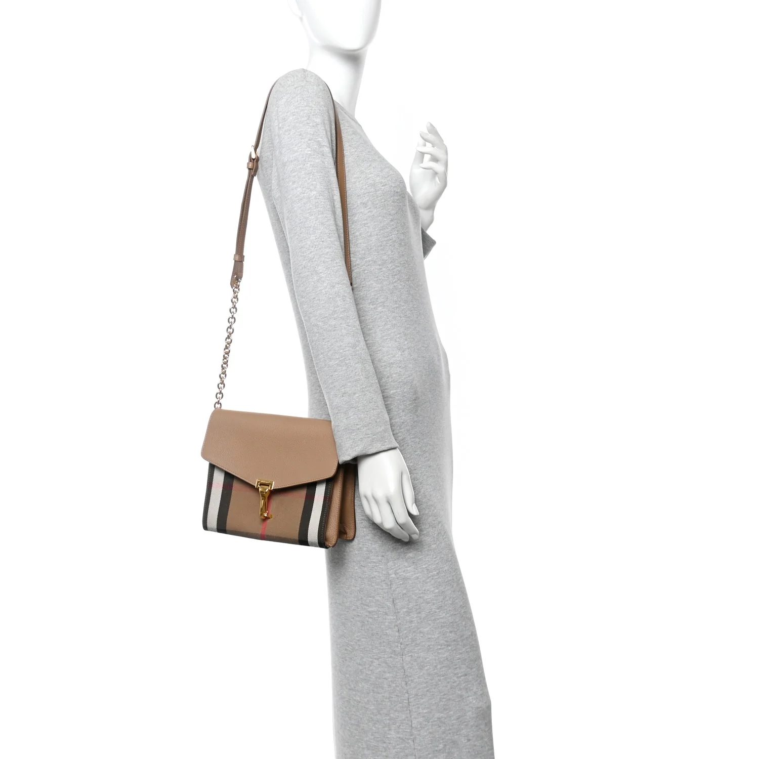 Derby Calfskin House Check Small Macken Crossbody Bag Camel - Image 2