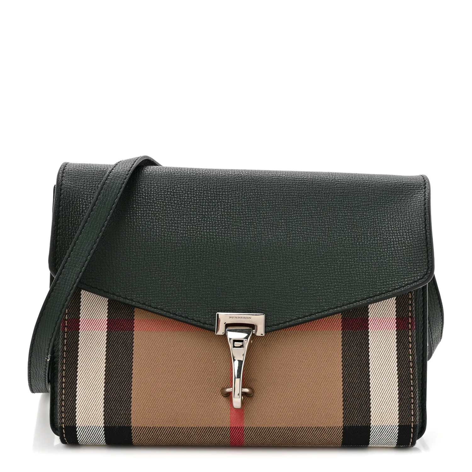 Derby Calfskin House Check Small Macken Crossbody Bag Dark Bottle Green