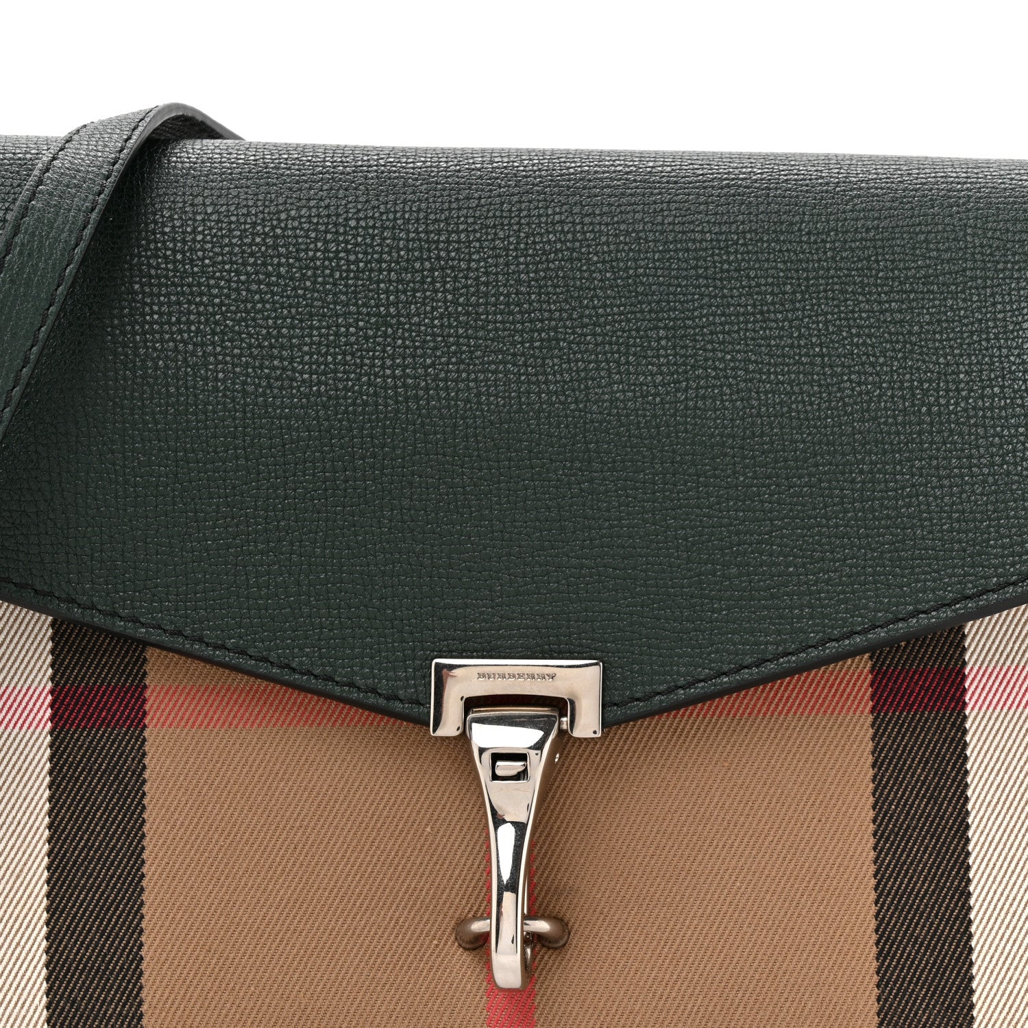 Derby Calfskin House Check Small Macken Crossbody Bag Dark Bottle Green - Image 8