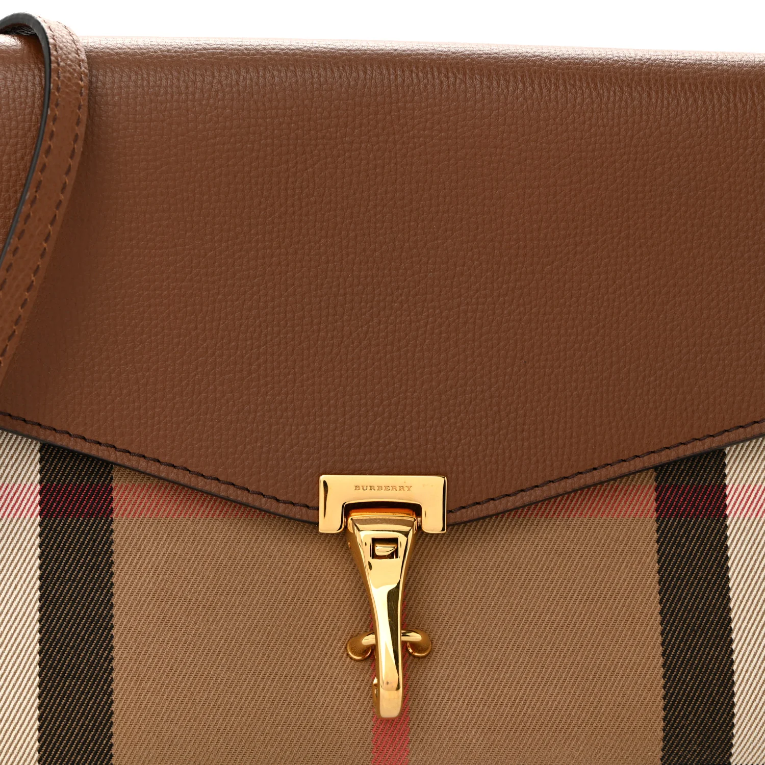 Derby Calfskin House Check Small Macken Crossbody Bag Tan - Image 7
