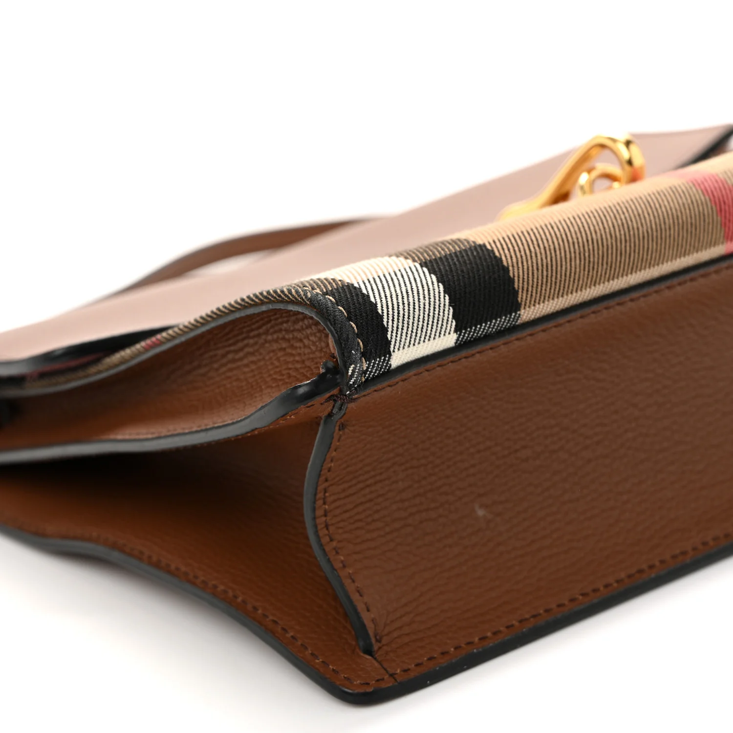 Derby Calfskin House Check Small Macken Crossbody Bag Tan - Image 8