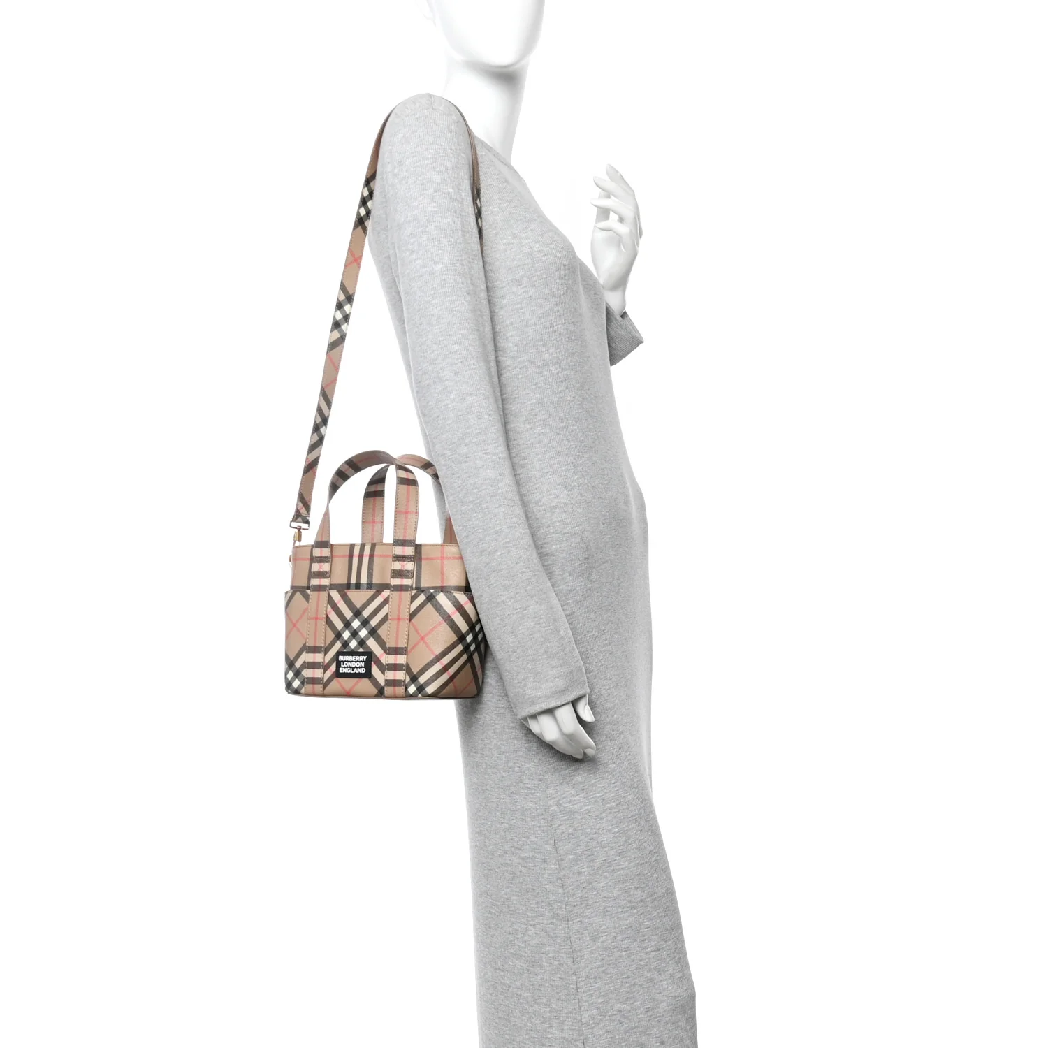 E-Canvas Check Daphne Tote Archive Beige - Image 2