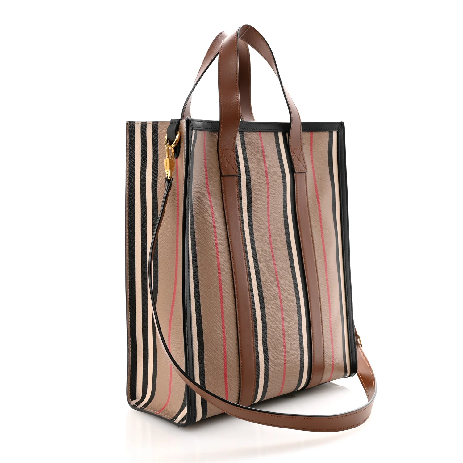E-Canvas Stripe Small Portrait Tote Bag Archive Beige - Image 3