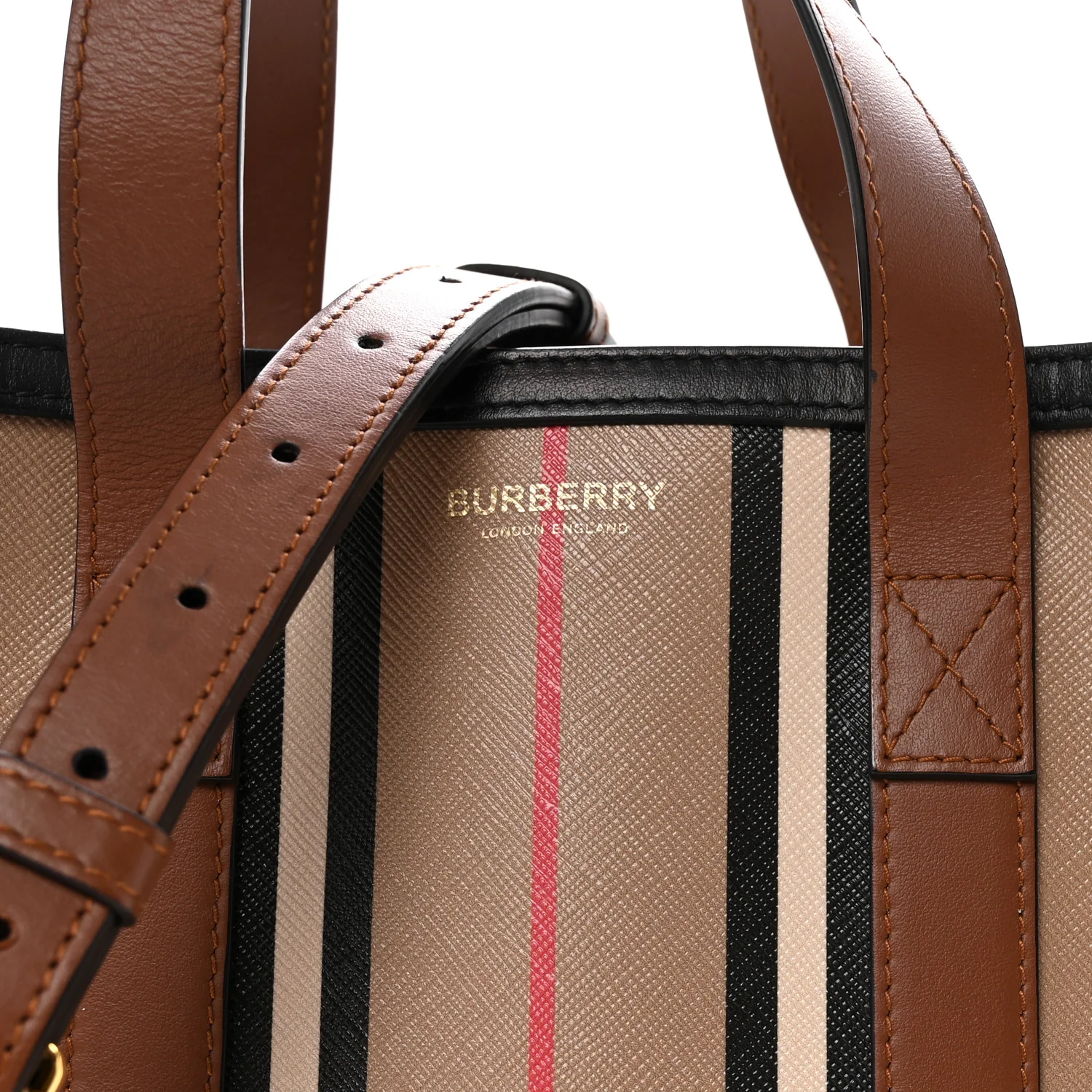 E-Canvas Stripe Small Portrait Tote Bag Archive Beige - Image 8