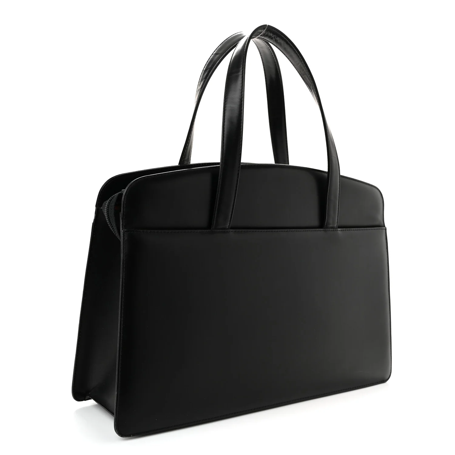 Glazed Calfskin House Check Briefcase Black - Image 3