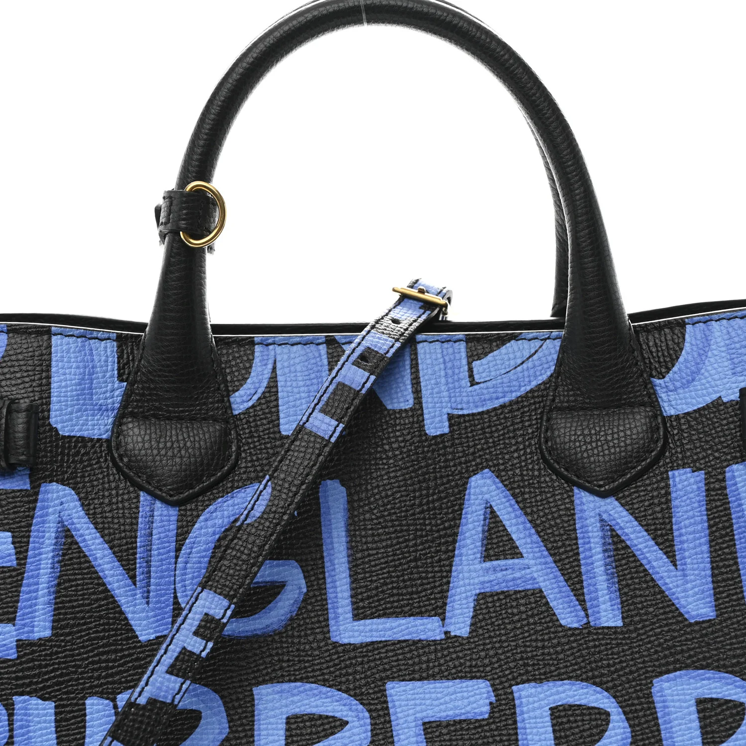 Grainy Calfskin Graffiti Print Medium Banner Tote Black - Image 9