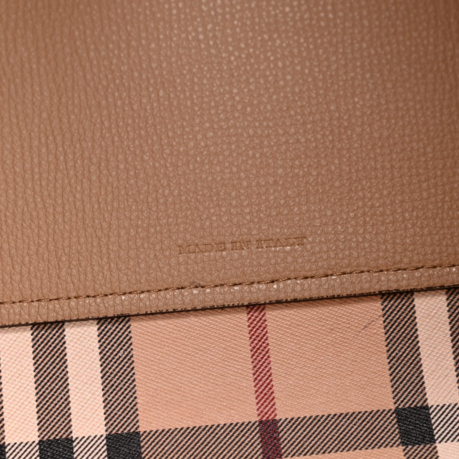 Grainy Calfskin Haymarket Check Medium Reversible Tote Camel - Image 11
