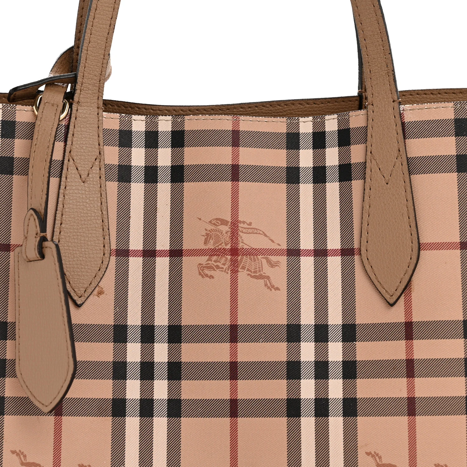 Grainy Calfskin Haymarket Check Medium Reversible Tote Camel - Image 12