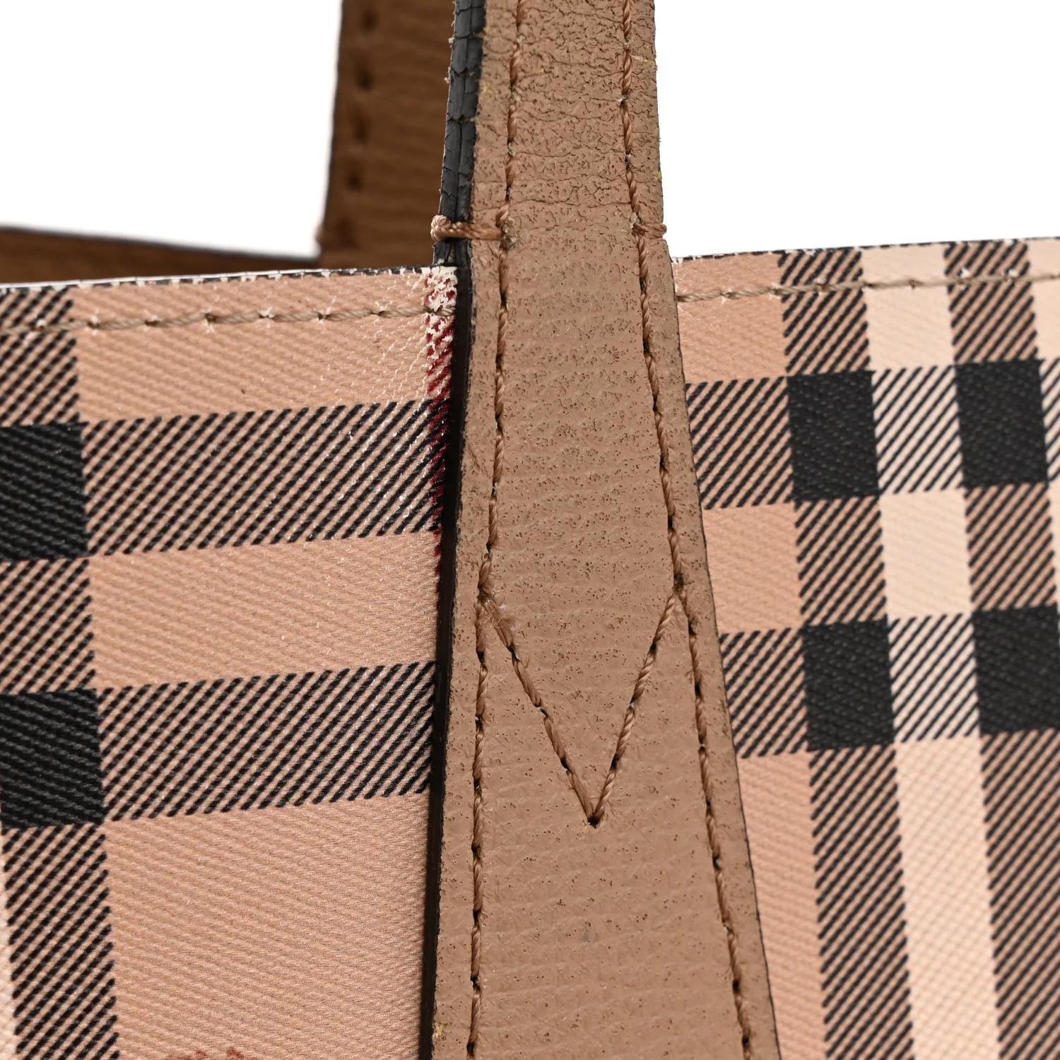 Grainy Calfskin Haymarket Check Medium Reversible Tote Camel - Image 20