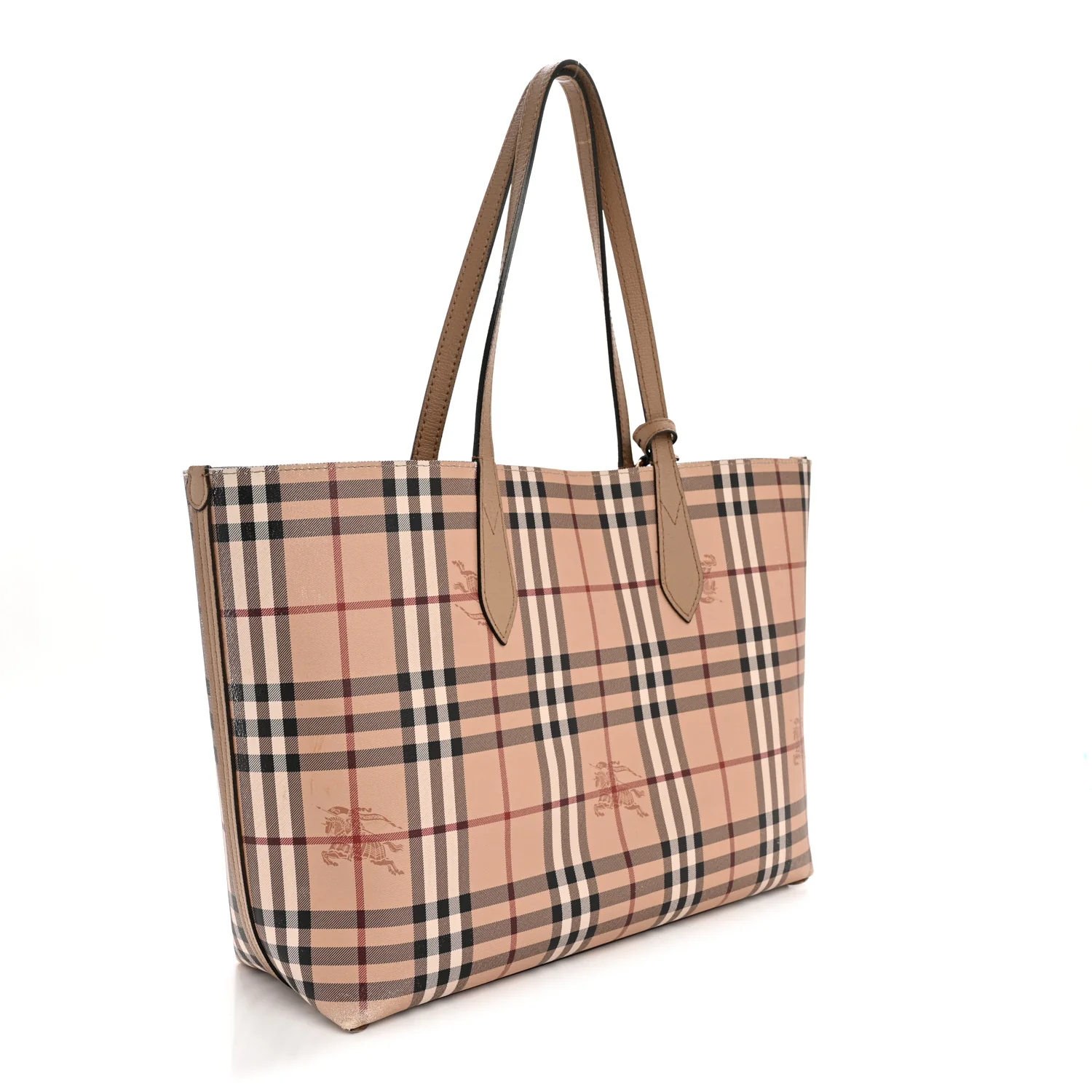 Grainy Calfskin Haymarket Check Medium Reversible Tote Camel - Image 4