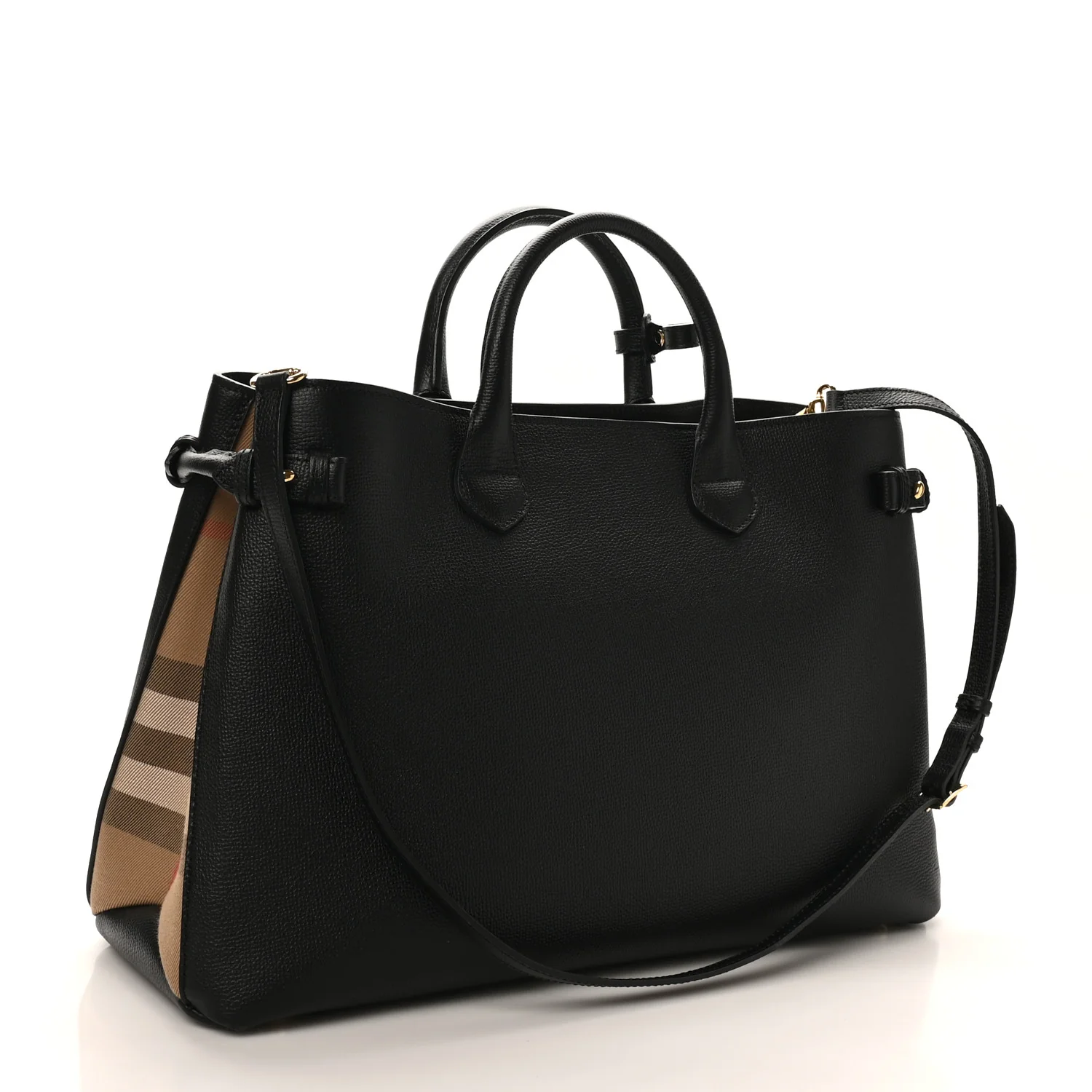 Grainy Calfskin House Check Large Banner Tote Black - Image 3