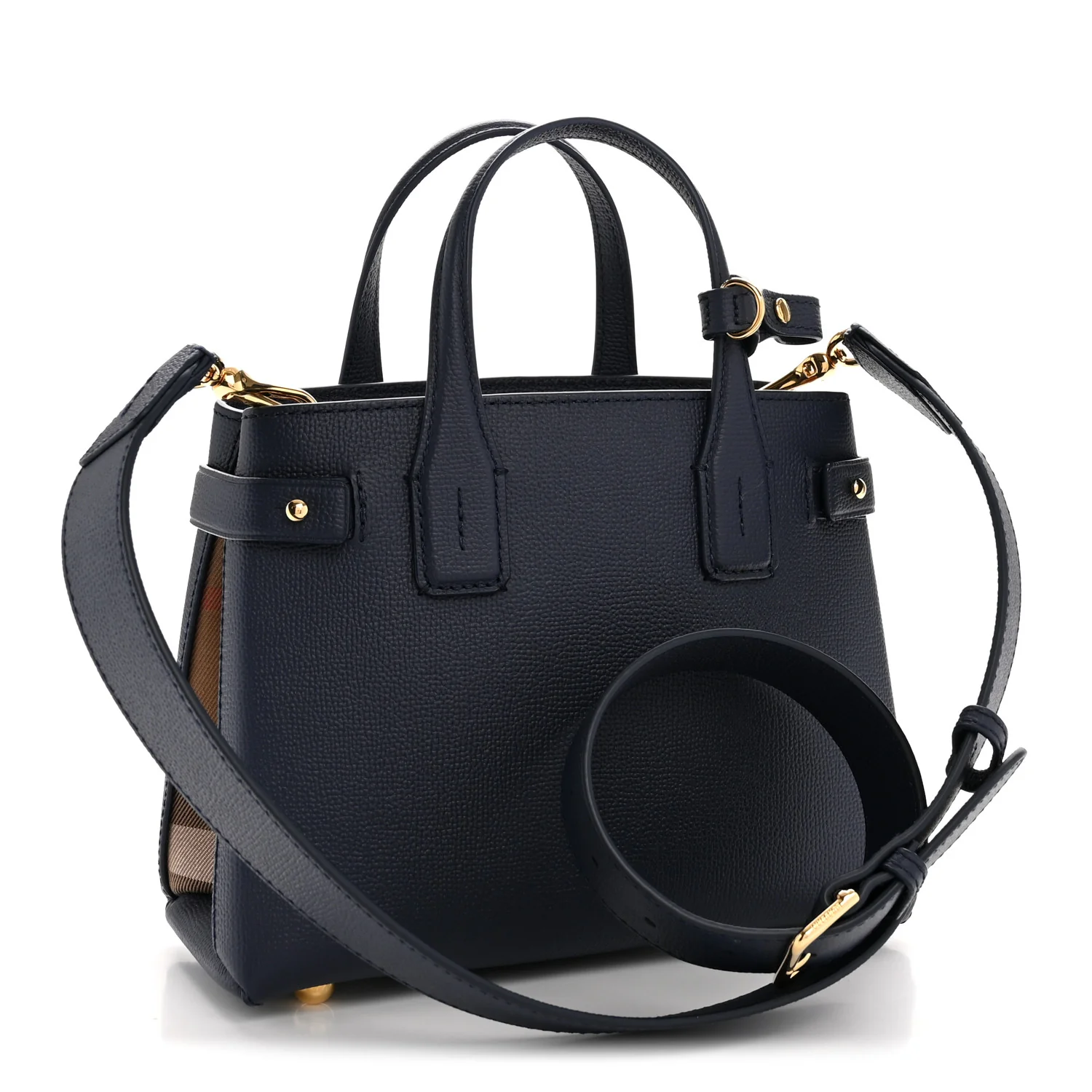 Grainy Calfskin House Check Small Banner Tote Regency Blue - Image 3