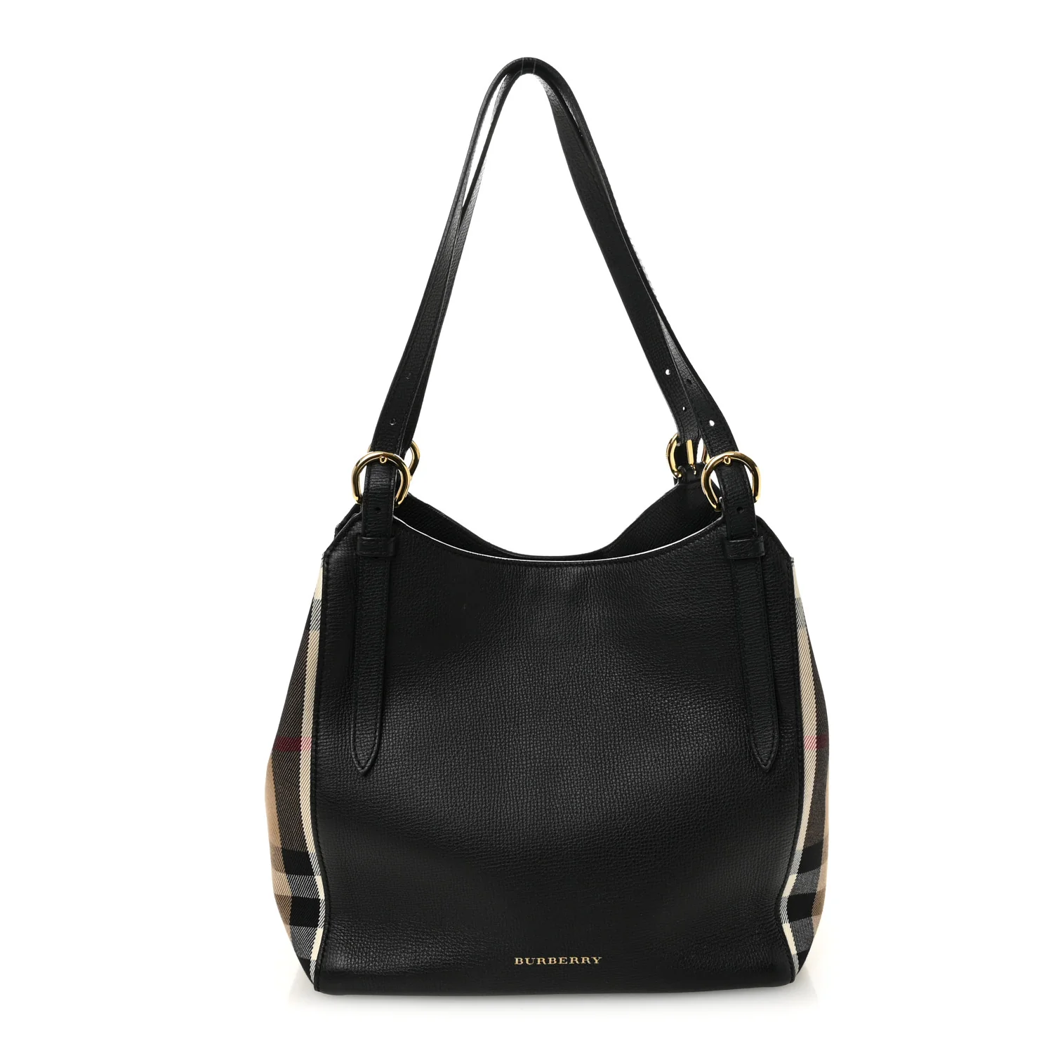 Grainy Calfskin House Check Small Canterbury Black
