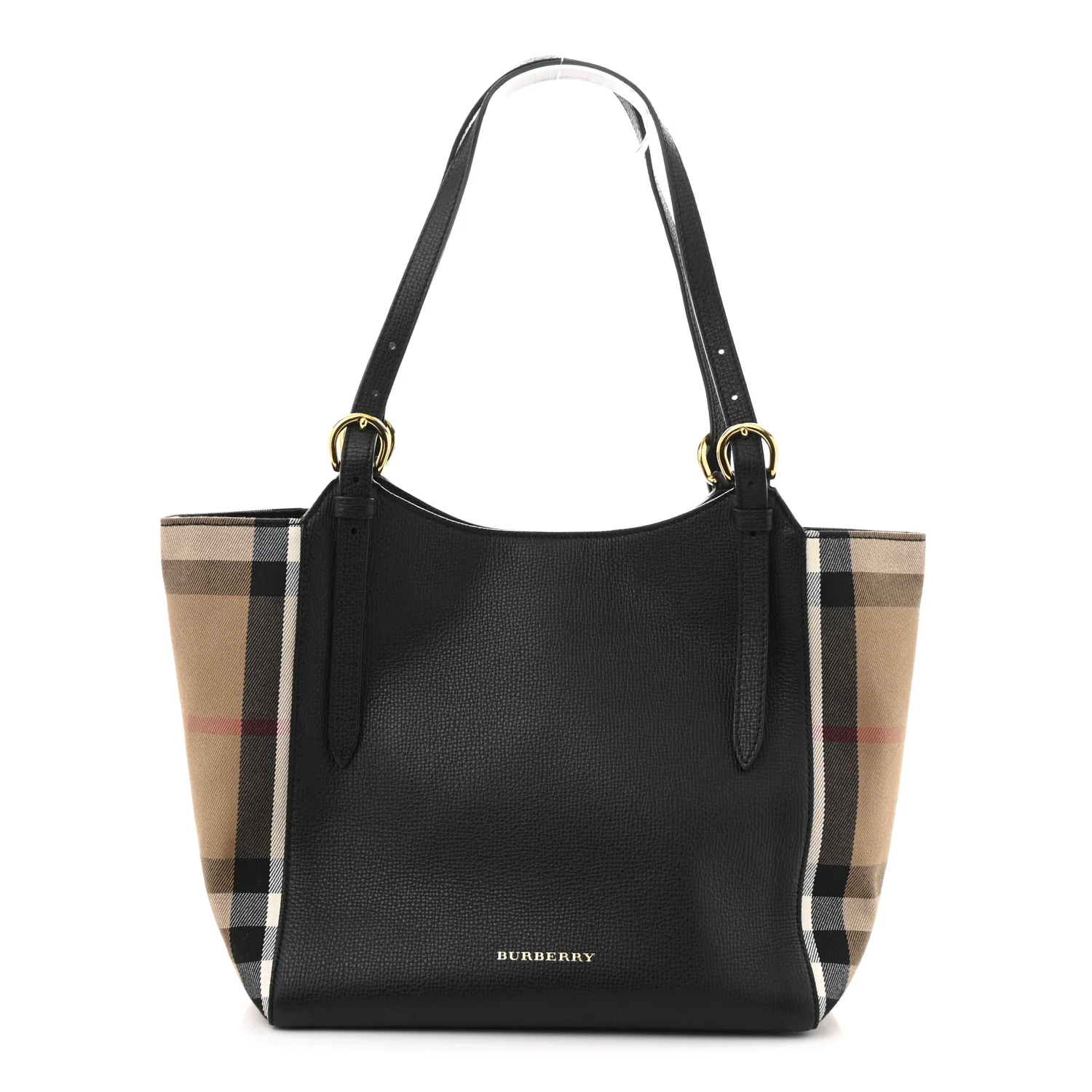 Grainy Calfskin House Check Small Canterbury Black