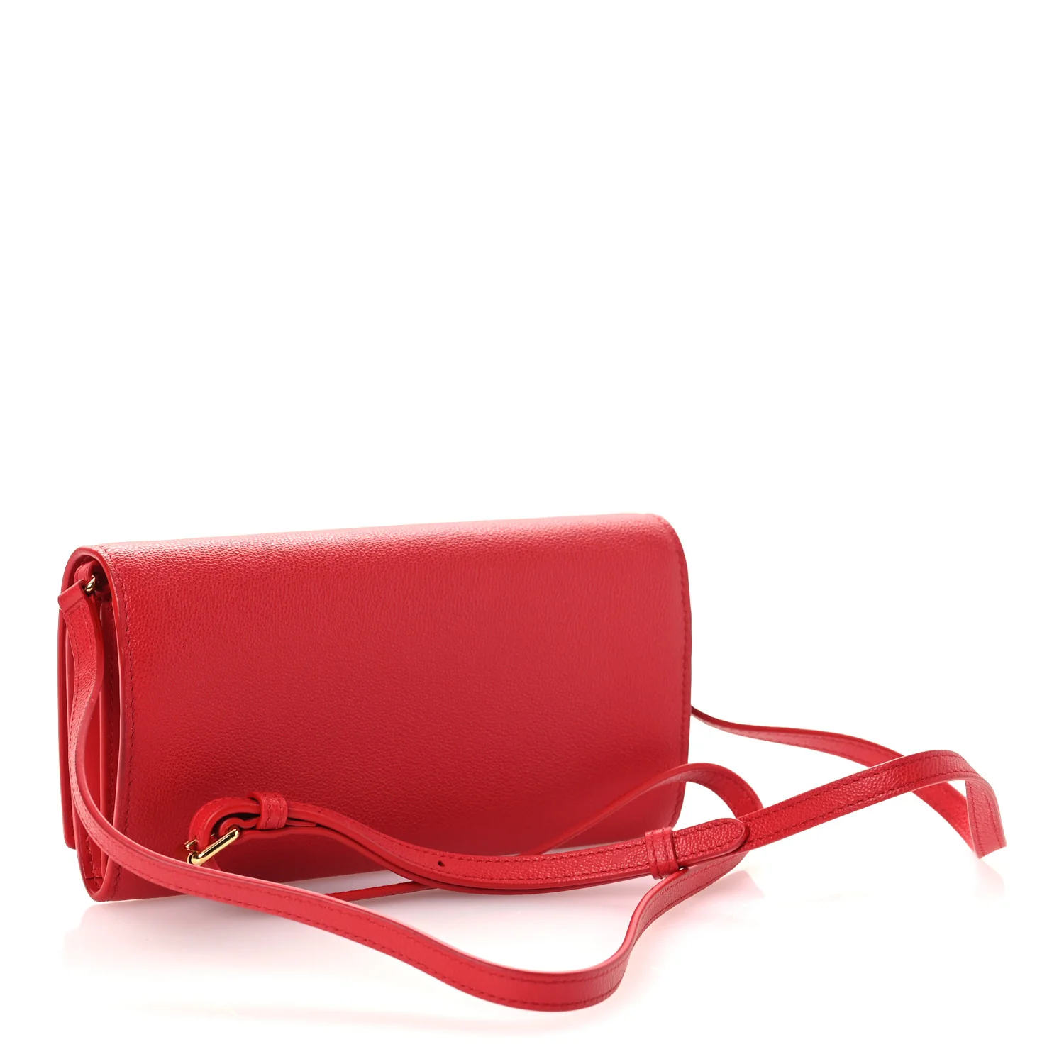 Grainy Calfskin Logo Henley Wallet On Chain Red - Image 3