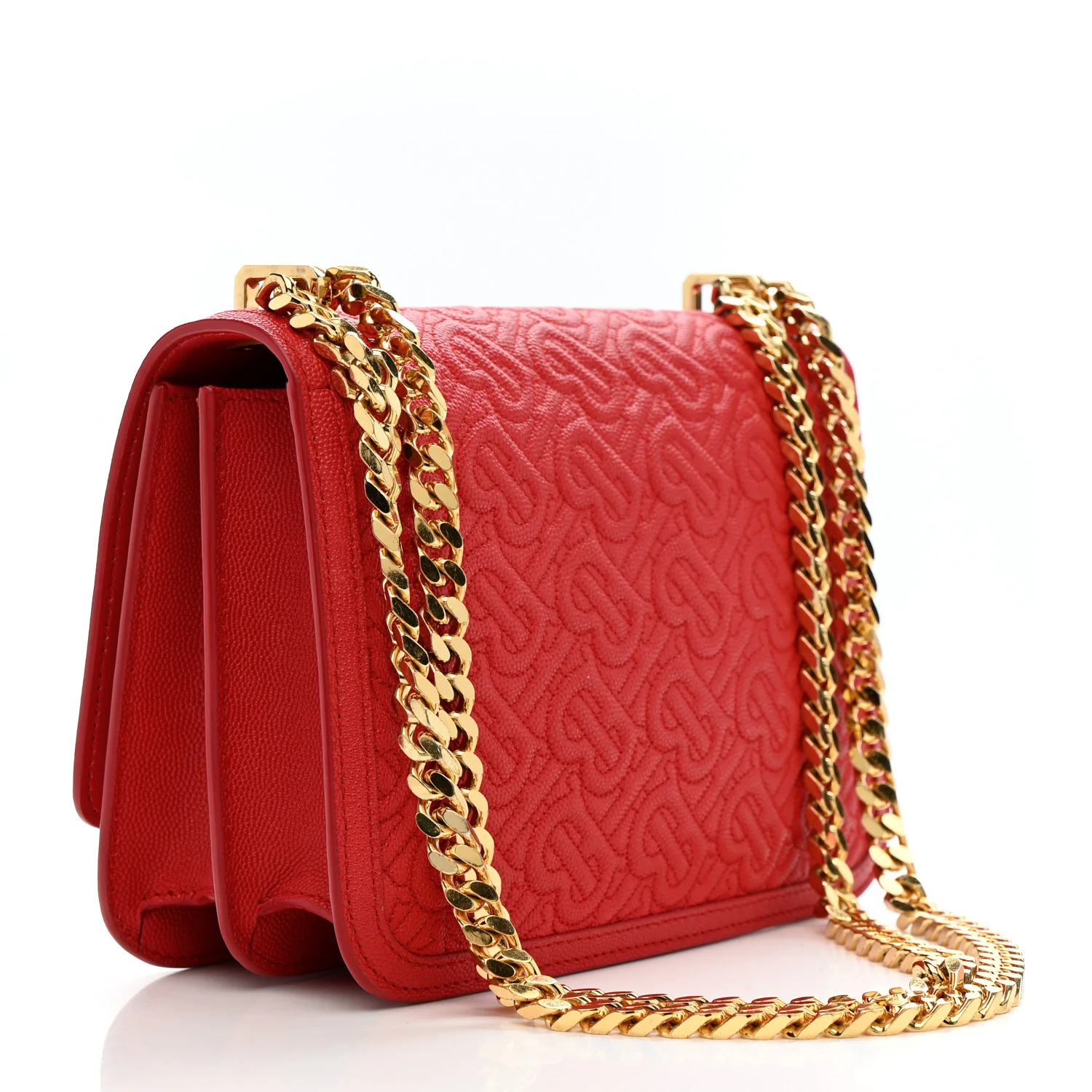 Grainy Calfskin Monogram Embossed Small TB Chain Bag Bright Red - Image 3