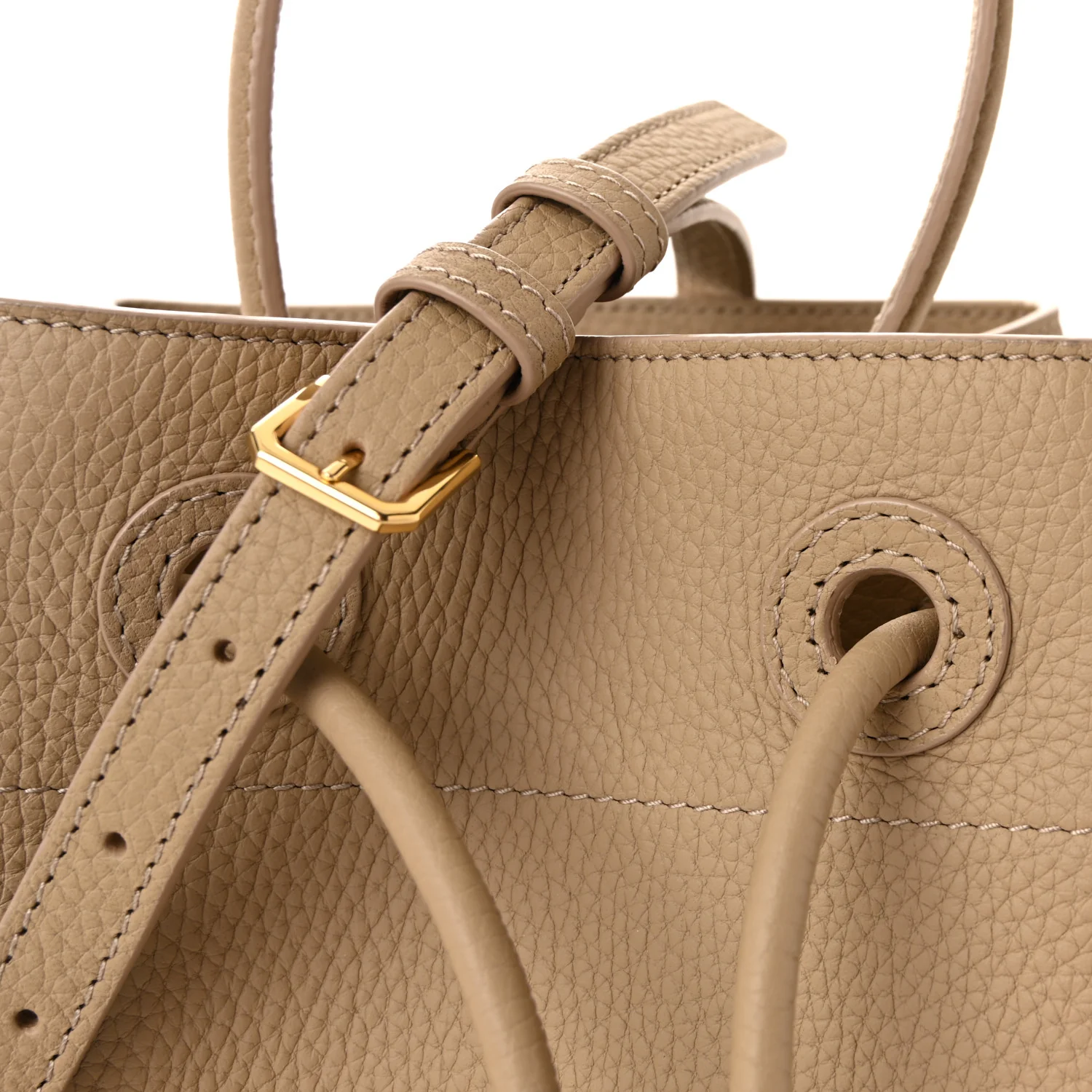 Grainy Calfskin Small TB Bucket Bag Archive Beige - Image 7