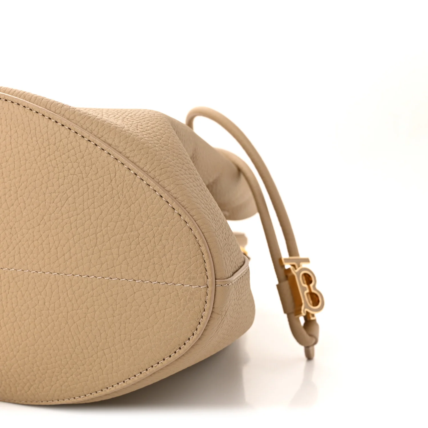 Grainy Calfskin Small TB Bucket Bag Archive Beige - Image 9