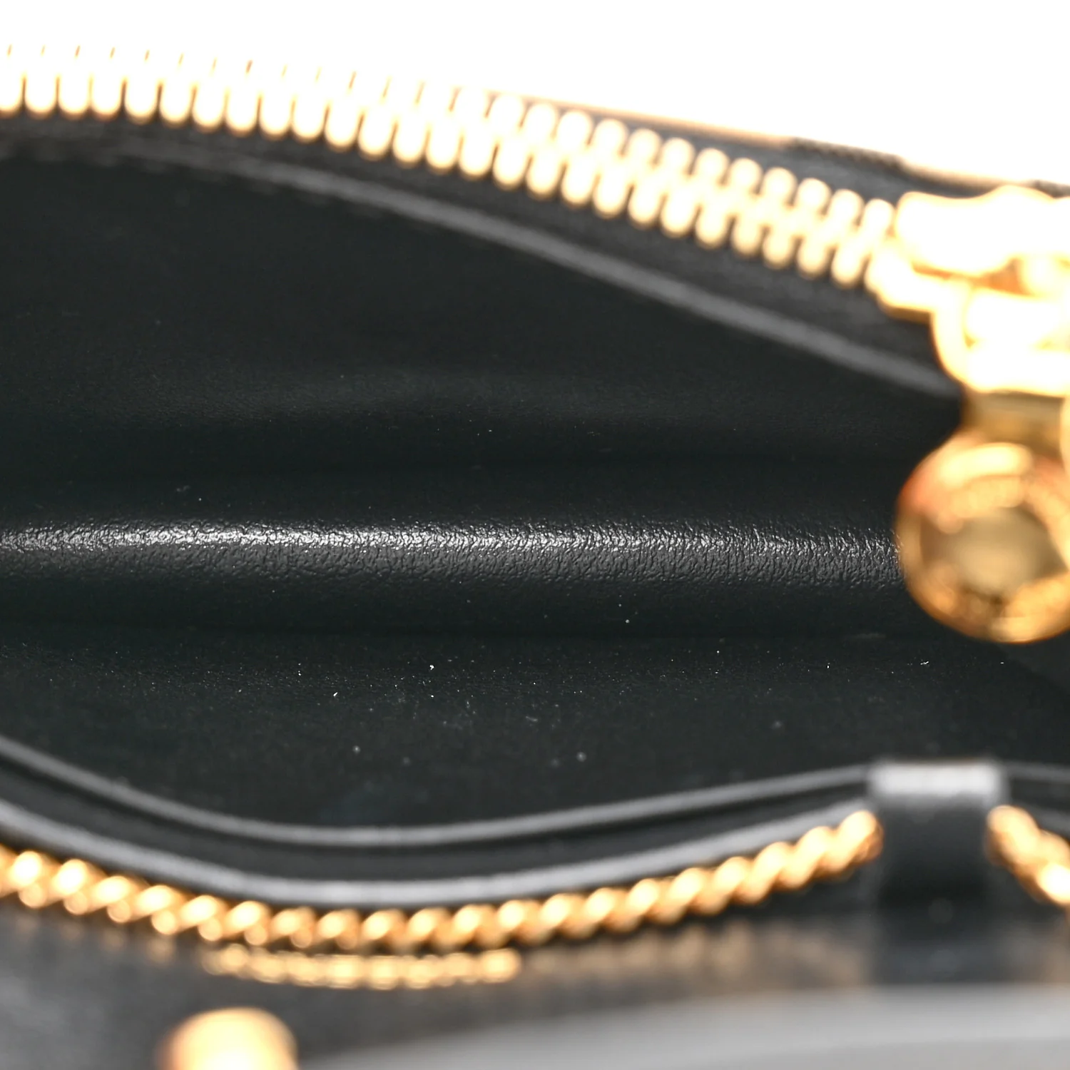 Grainy Calfskin Vintage Check Jade Card Case On Chain Black - Image 5