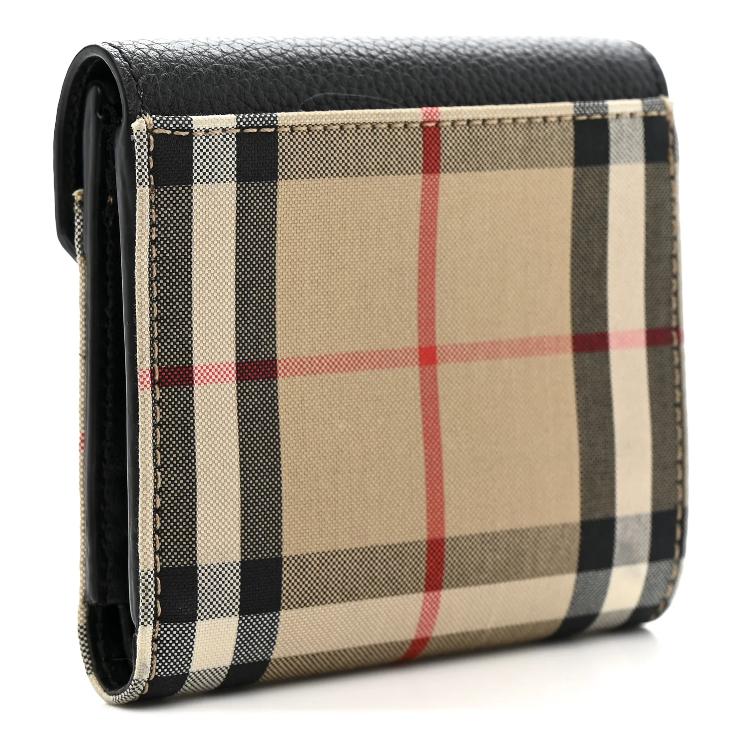 Grainy Calfskin Vintage Check Lila Tri-Fold Wallet Black - Image 3