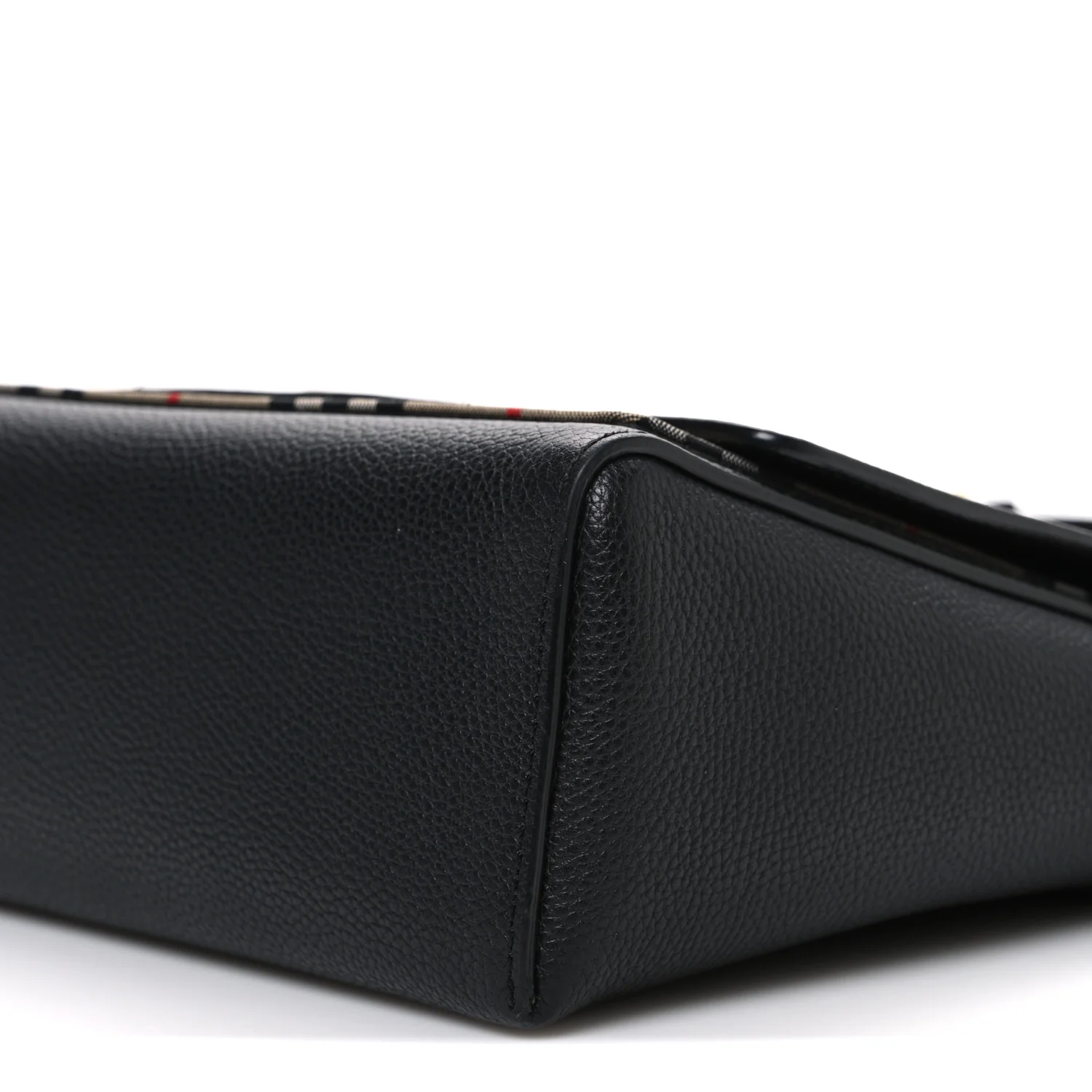 Grainy Calfskin Vintage Check Note Crossbody Bag Black - Image 9