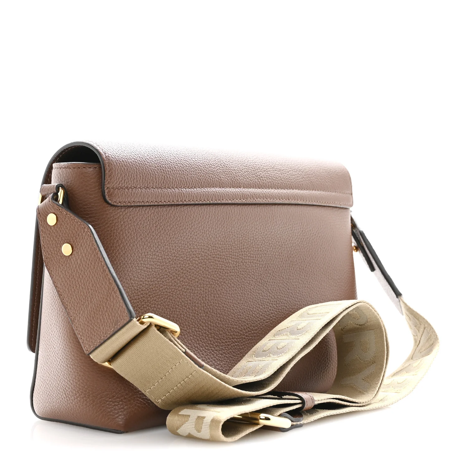 Grainy Calfskin Vintage Check Note Crossbody Bag Malt Brown - Image 3