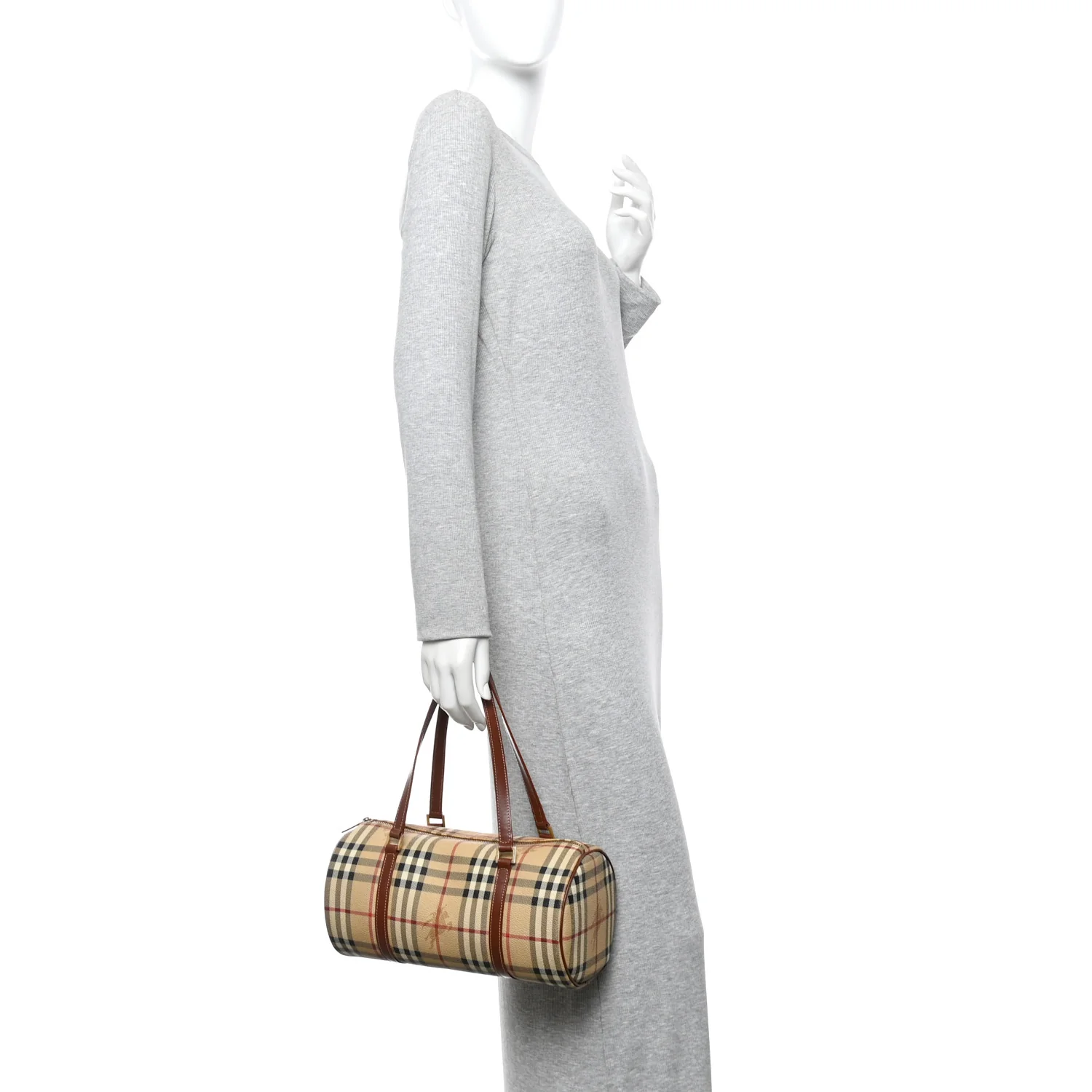 Haymarket Check Barrel Bag Brown - Image 2