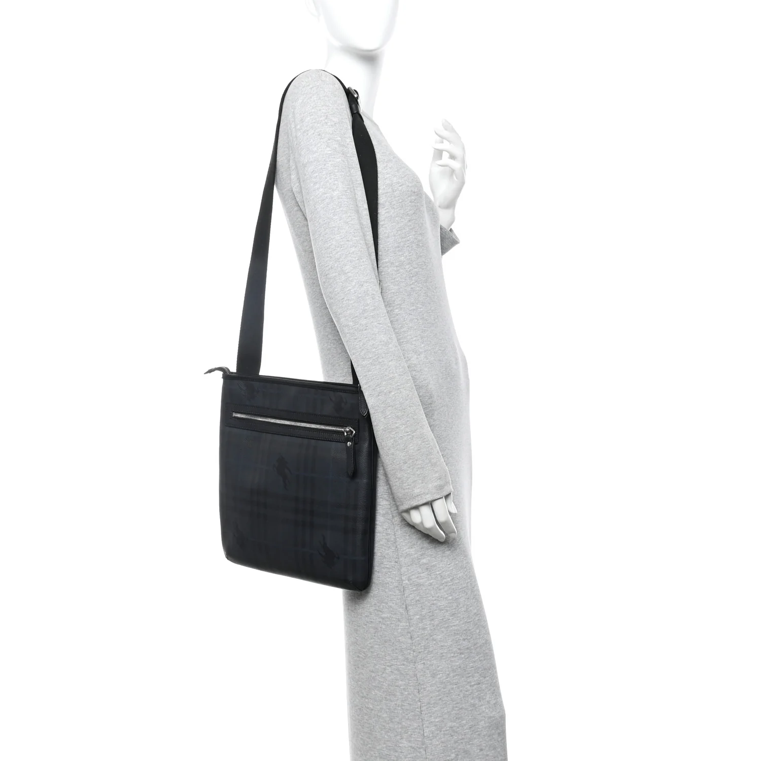 Haymarket Check Crossbody Messenger Bag Black - Image 2