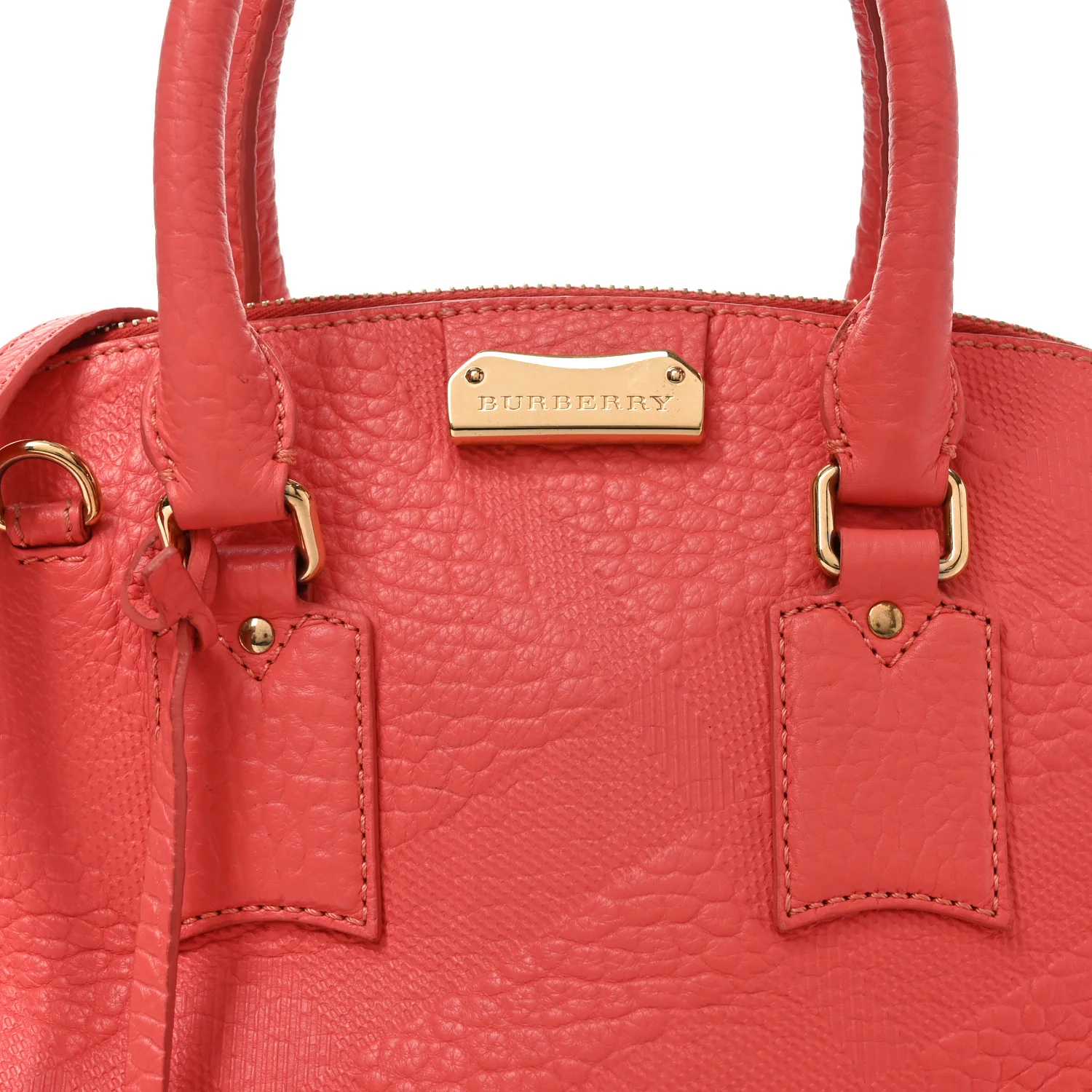 Heritage Grain Check Embossed Small Orchard Bowling Bag Pink - Image 7