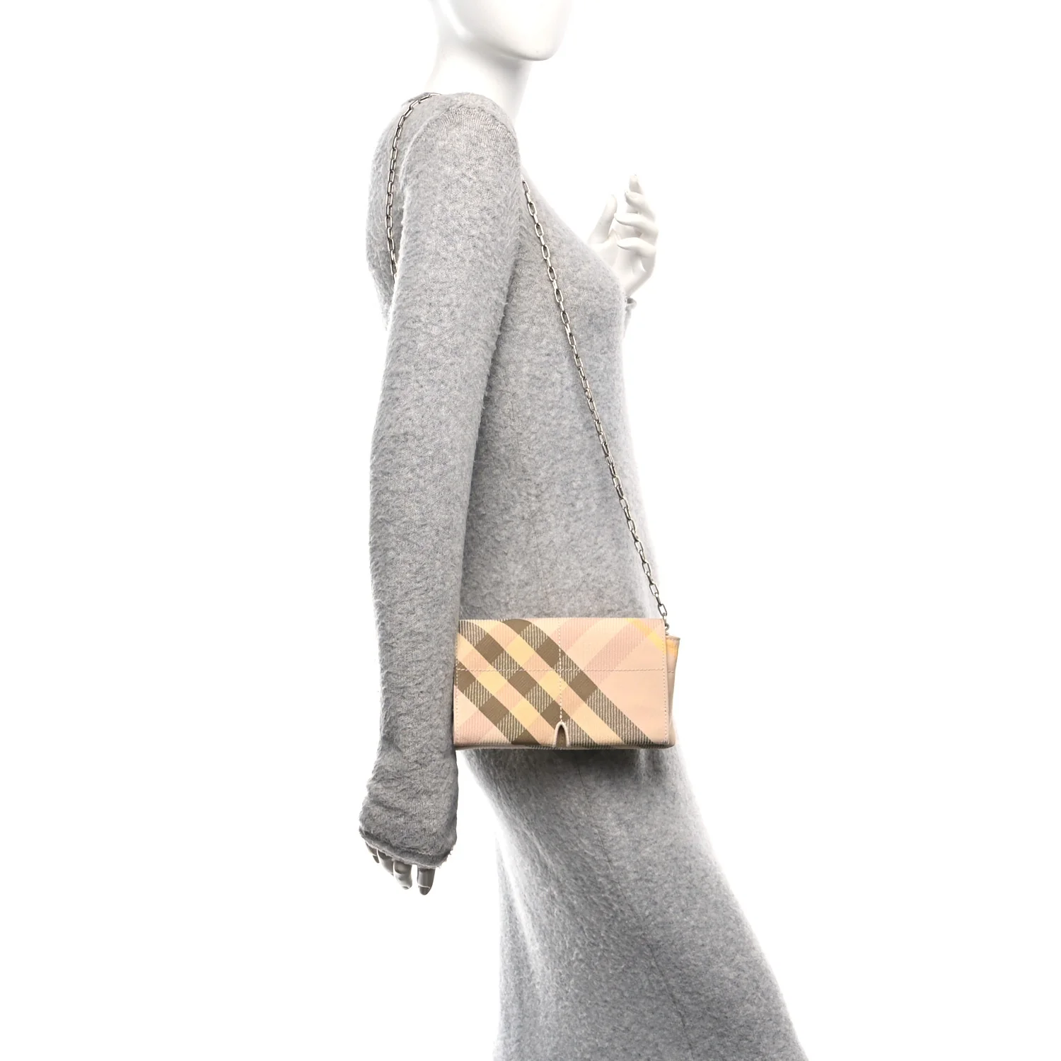 Jacquard Check Soft Snip Mini Chain Bag Teacup - Image 2