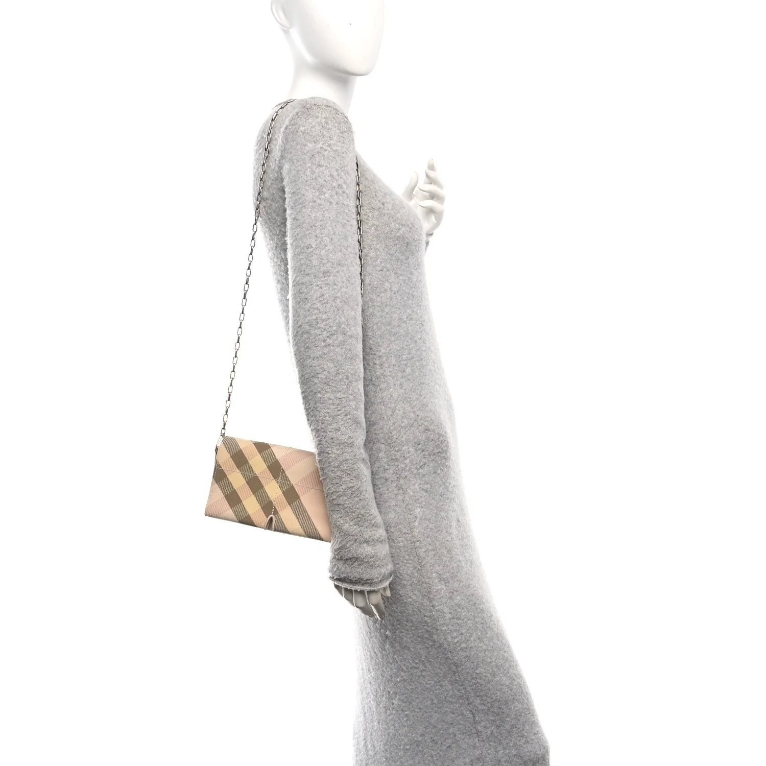 Jacquard Check Soft Snip Mini Chain Bag Teacup - Image 2