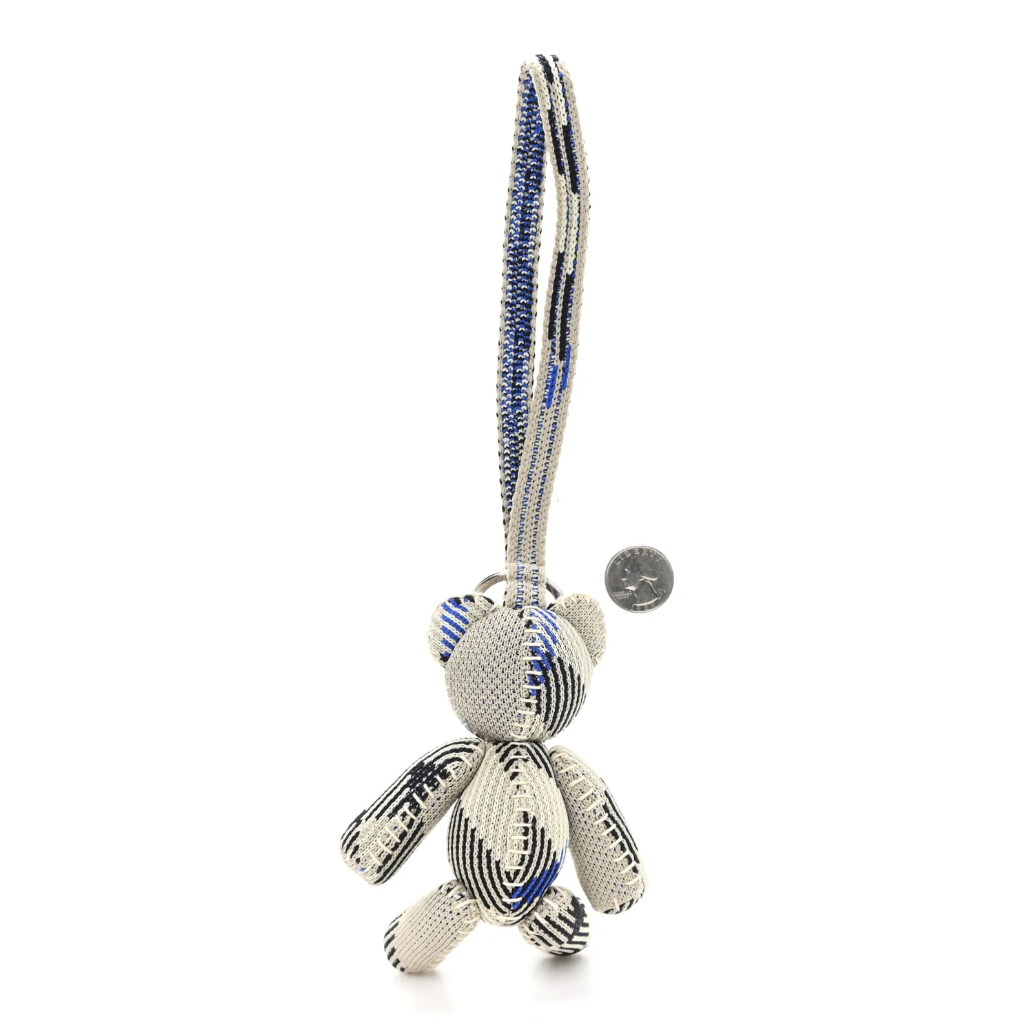 Knitted Check Thomas Teddy Bear Keychain Charm Lichen - Image 2