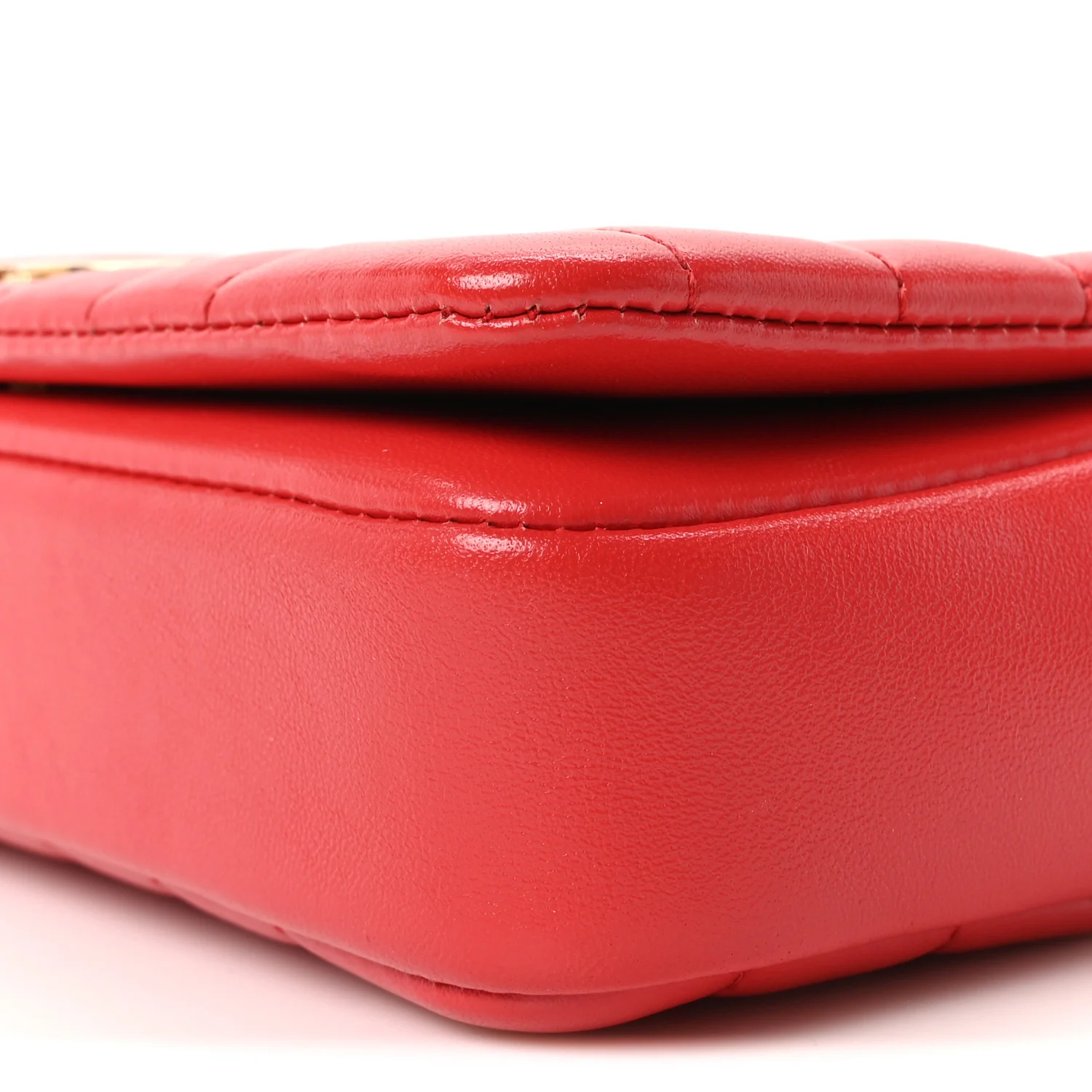 Lambskin Quilted Mini Lola Bag Bright Red - Image 10