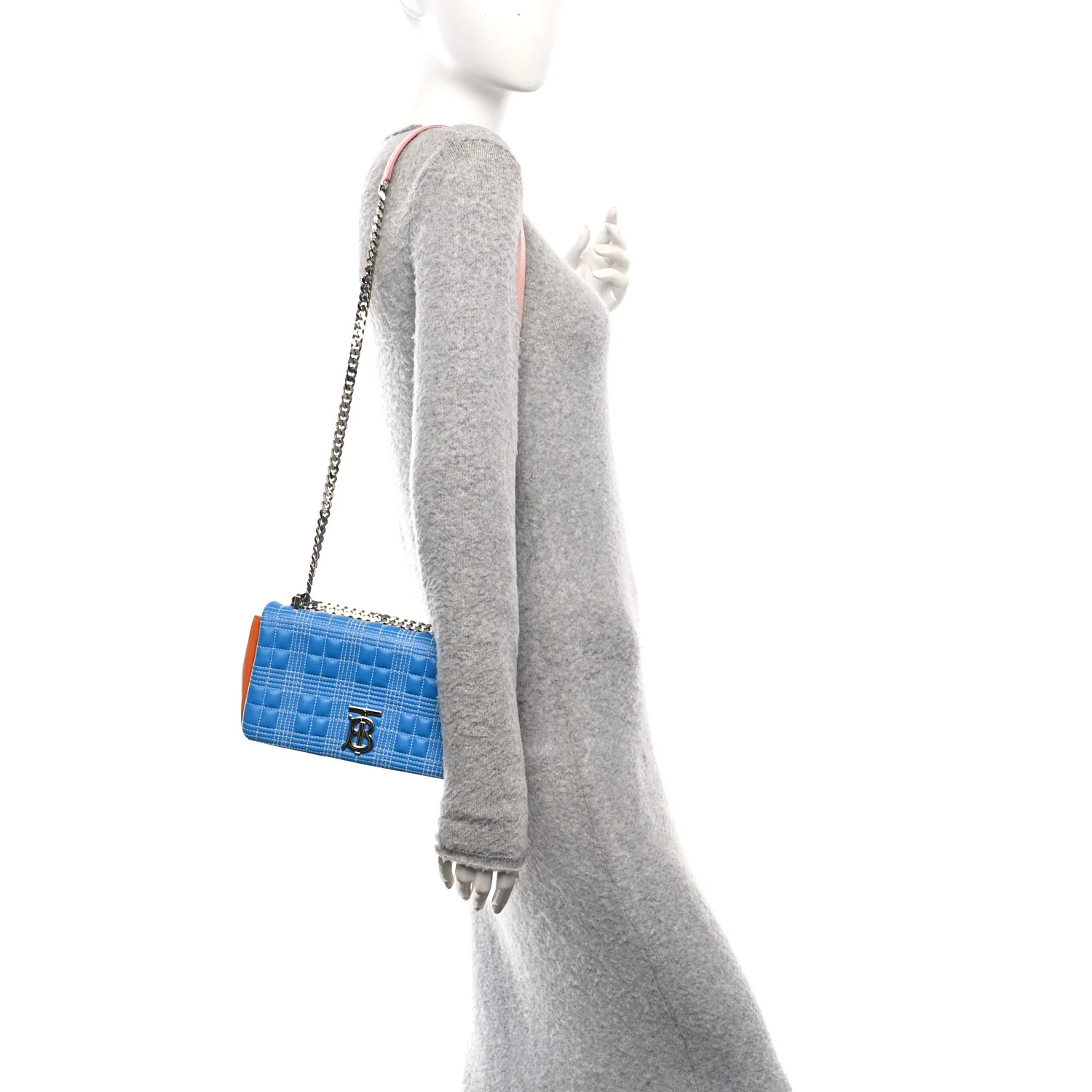 Lambskin Quilted Small Lola Bag Cyan Blue Orange Pink - Image 2