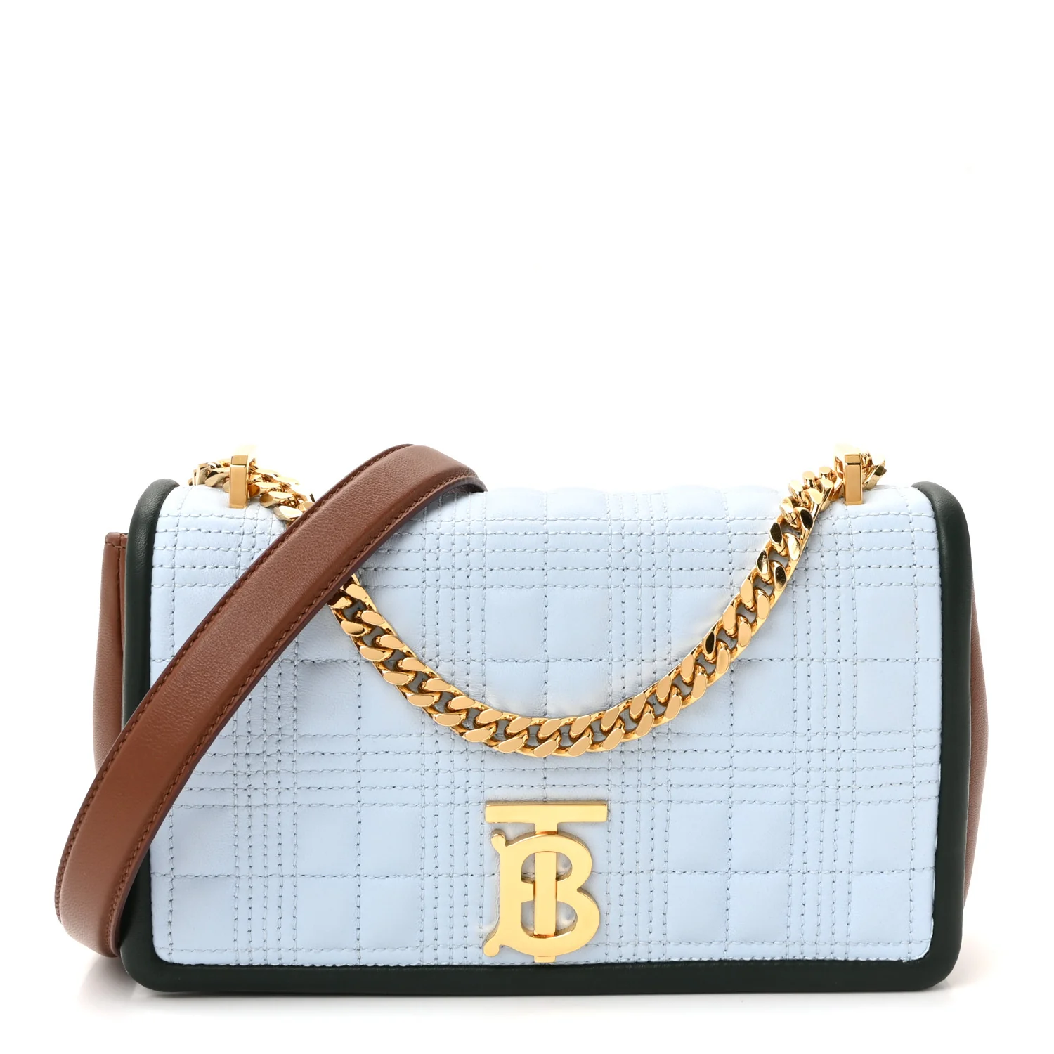 Lambskin Quilted Small Lola Bag Pale Blue Green Brown