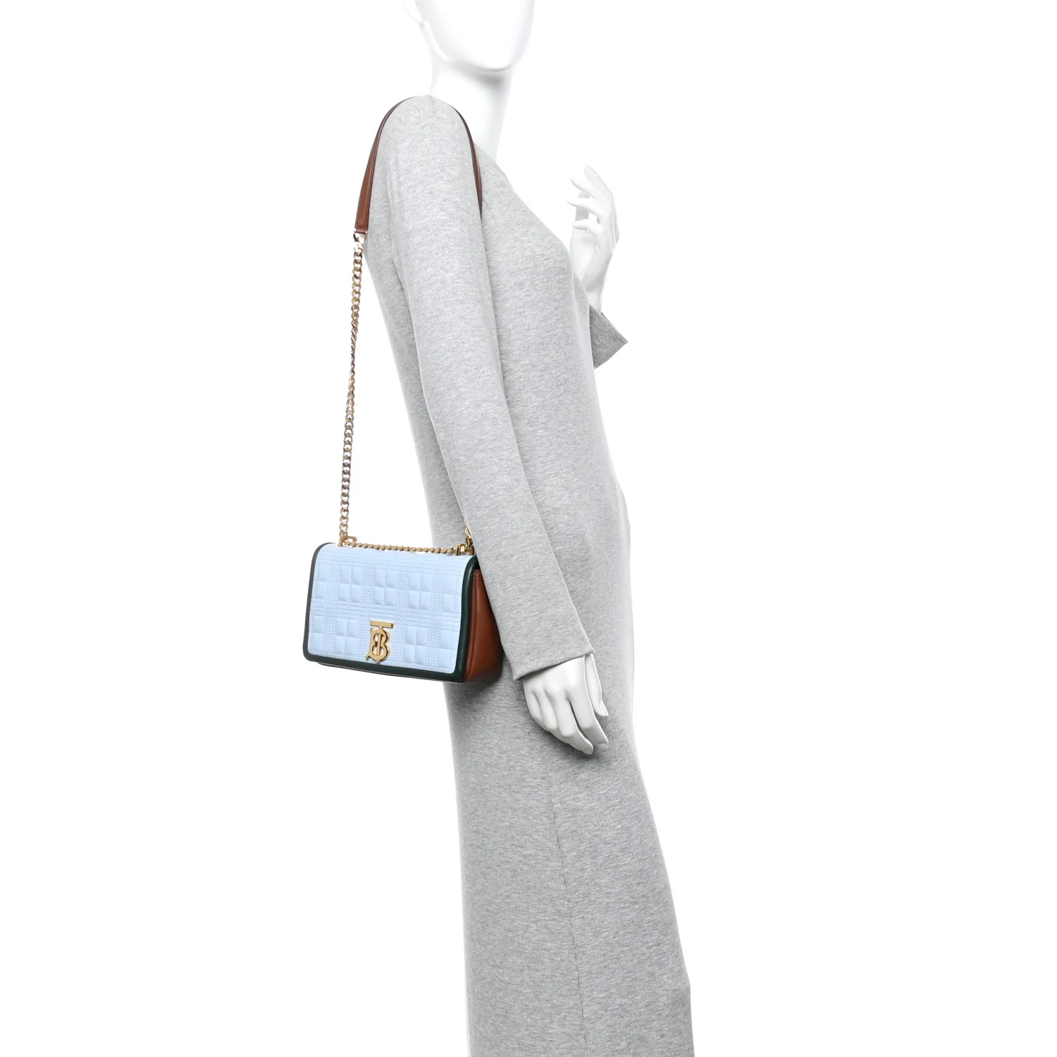 Lambskin Quilted Small Lola Bag Pale Blue Green Brown - Image 2