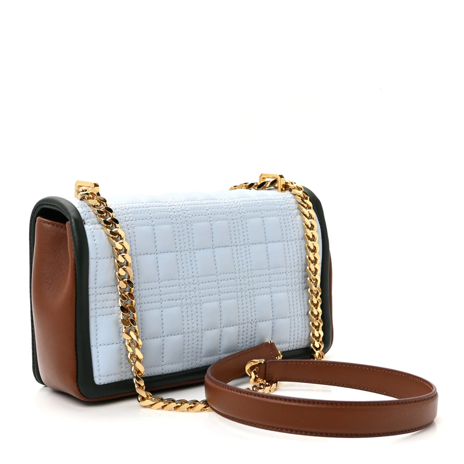 Lambskin Quilted Small Lola Bag Pale Blue Green Brown - Image 3