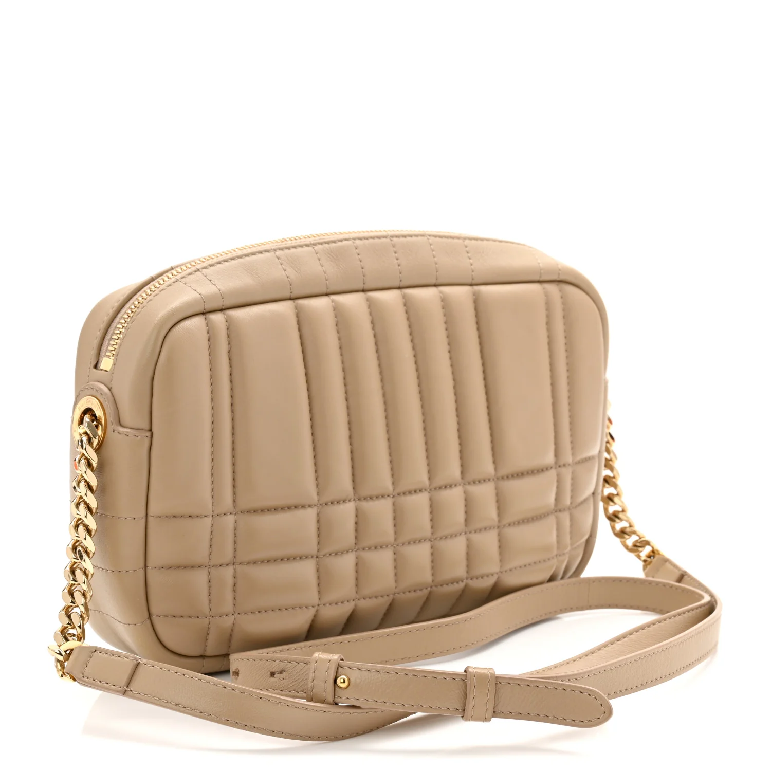 Lambskin Quilted Small Lola Camera Bag Oat Beige - Image 3
