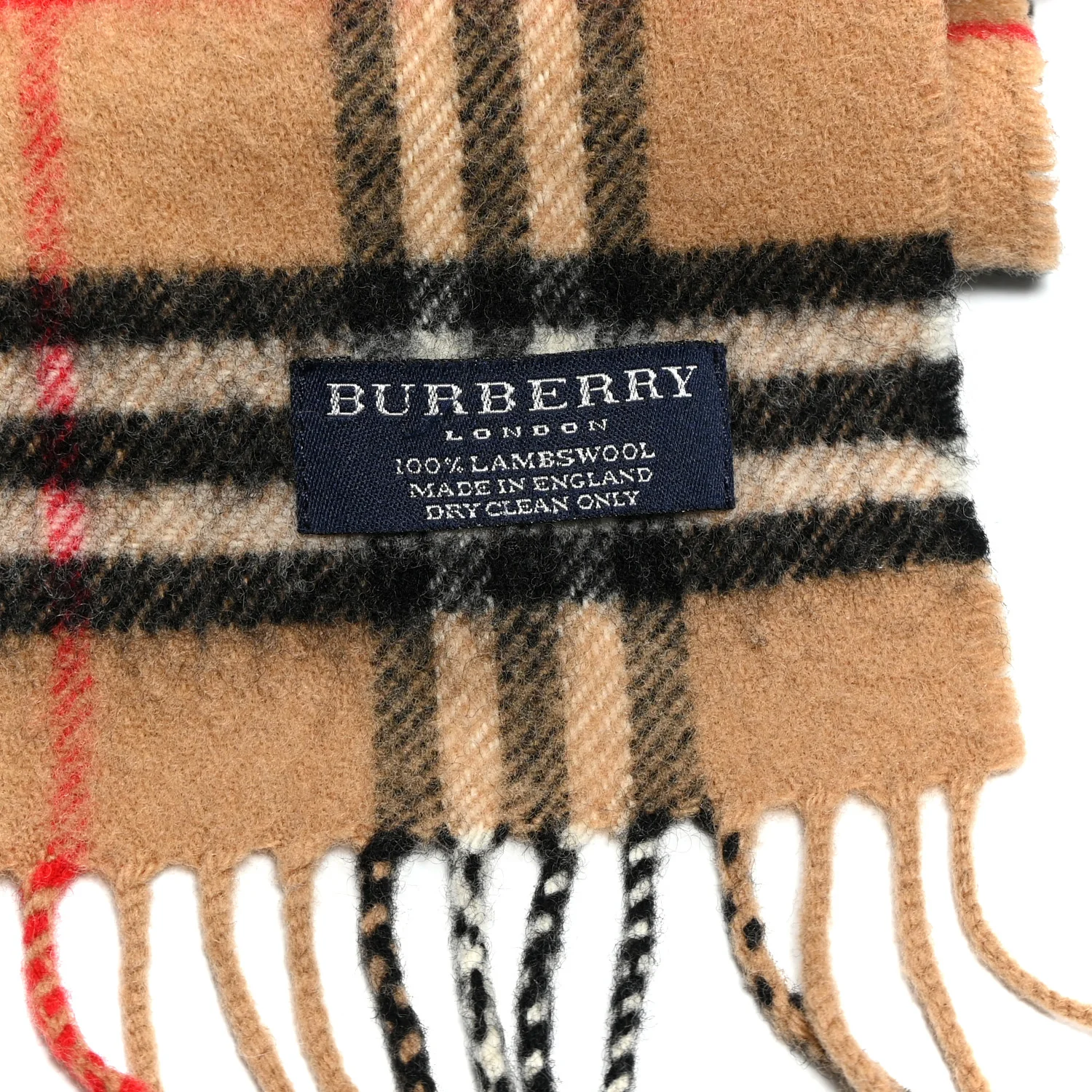 Lambswool Check Fringe Scarf Camel - Image 6