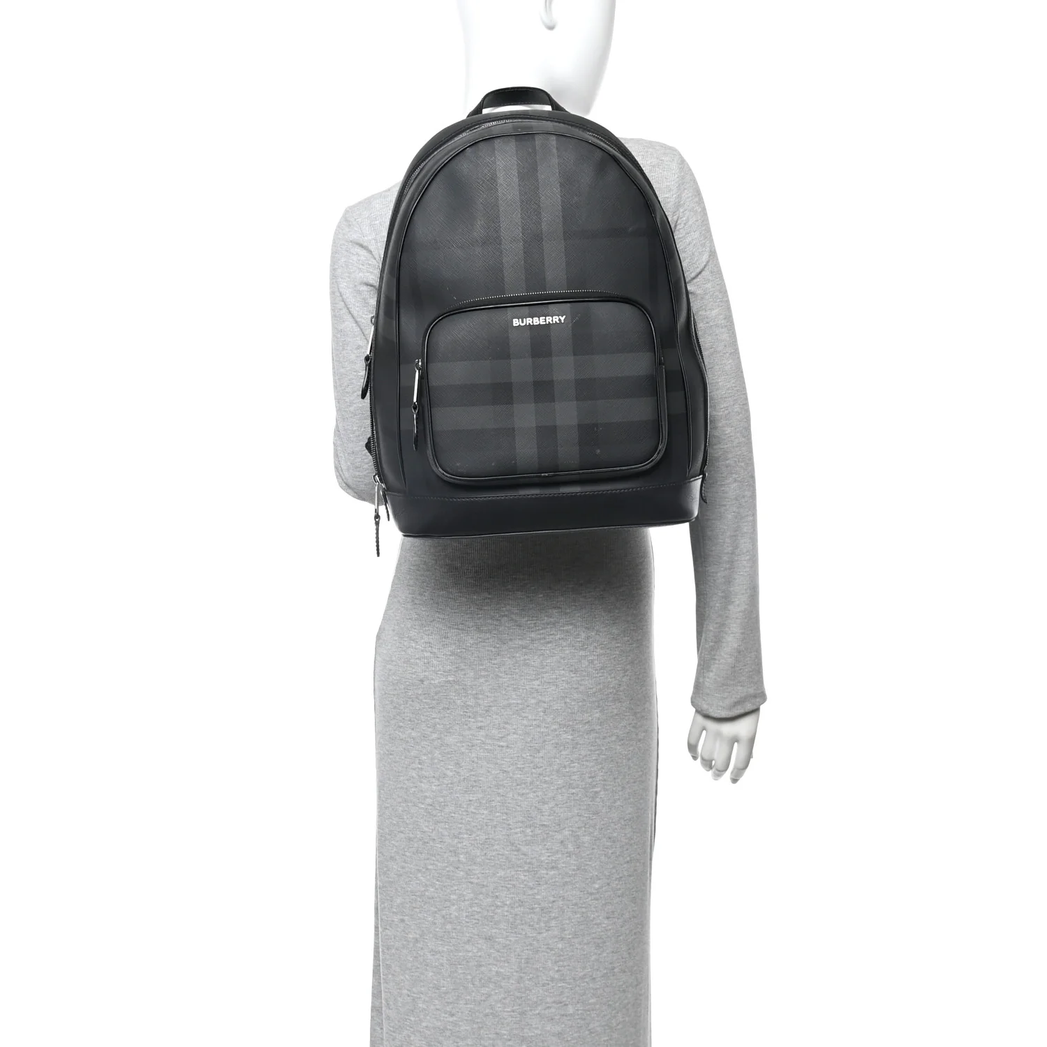 London Check Logo Rocco Backpack Charcoal - Image 2