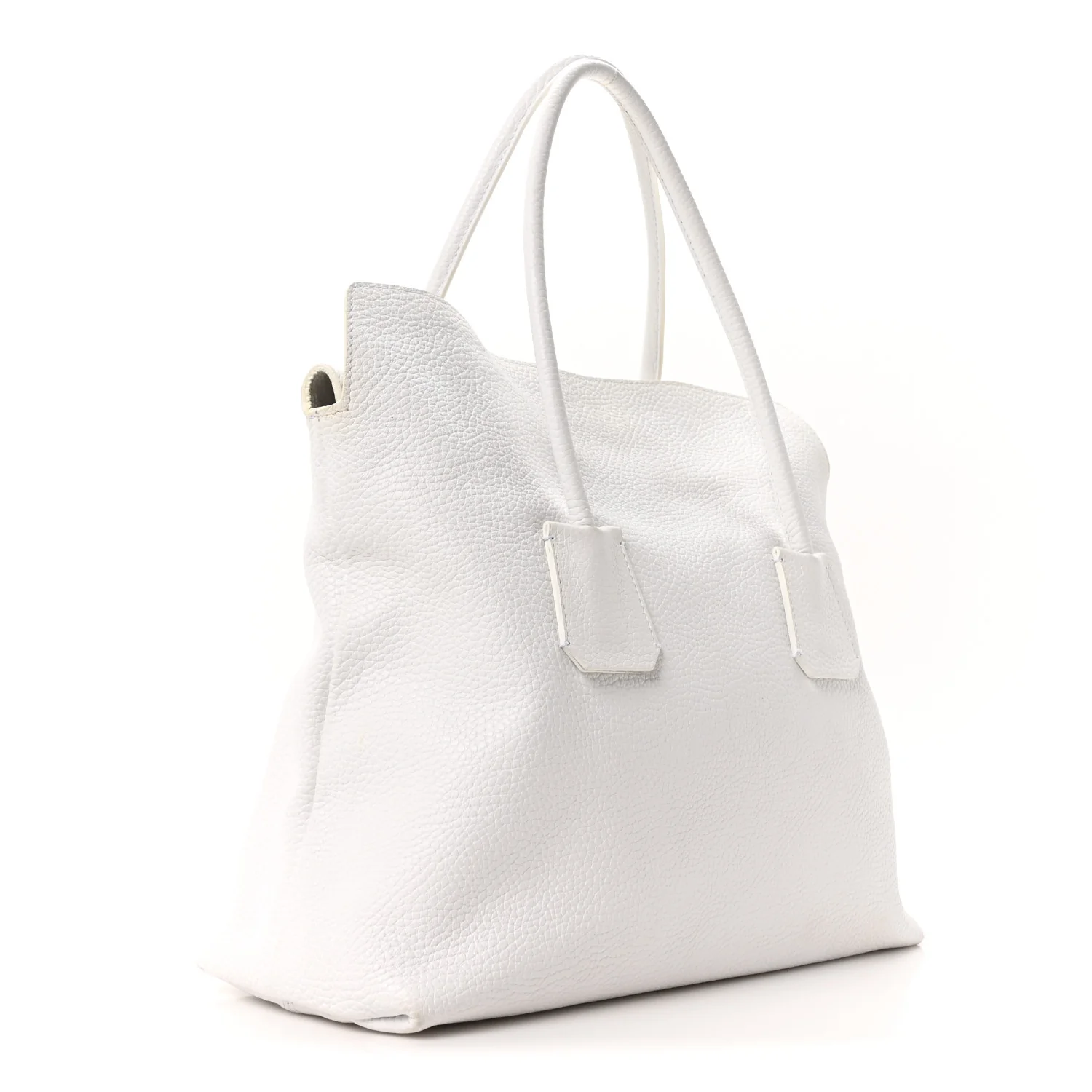 London Grainy Calfskin Medium Baynard Tote White - Image 3