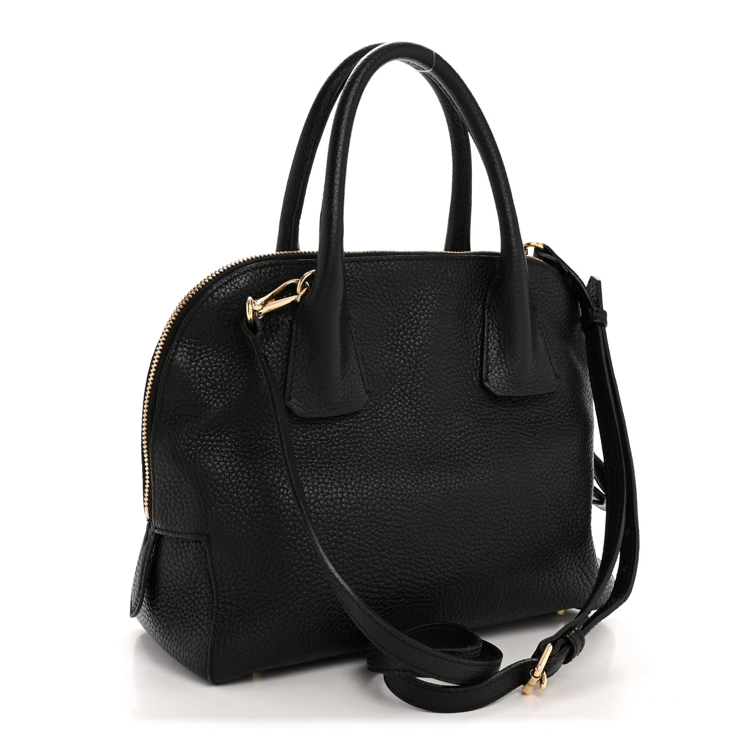 London Grainy Calfskin Small Greenwood Bowling Bag Black - Image 3