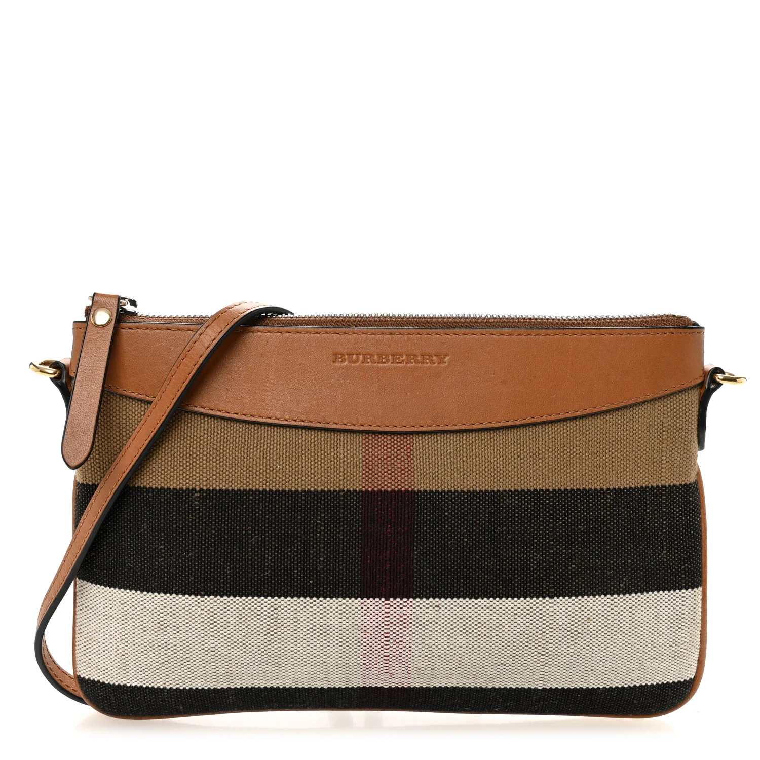 Mega Check Peyton Crossbody Clutch Bag Saddle Brown