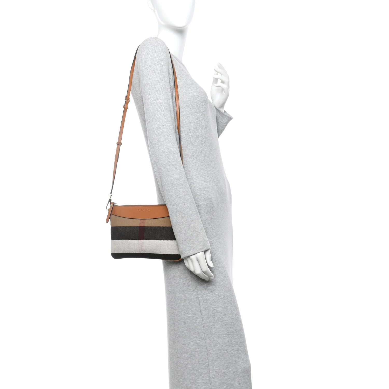 Mega Check Peyton Crossbody Clutch Bag Saddle Brown - Image 2