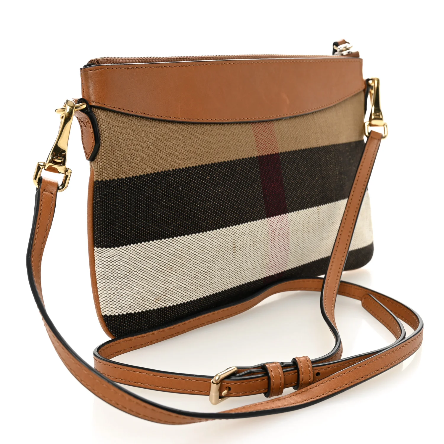 Mega Check Peyton Crossbody Clutch Bag Saddle Brown - Image 3