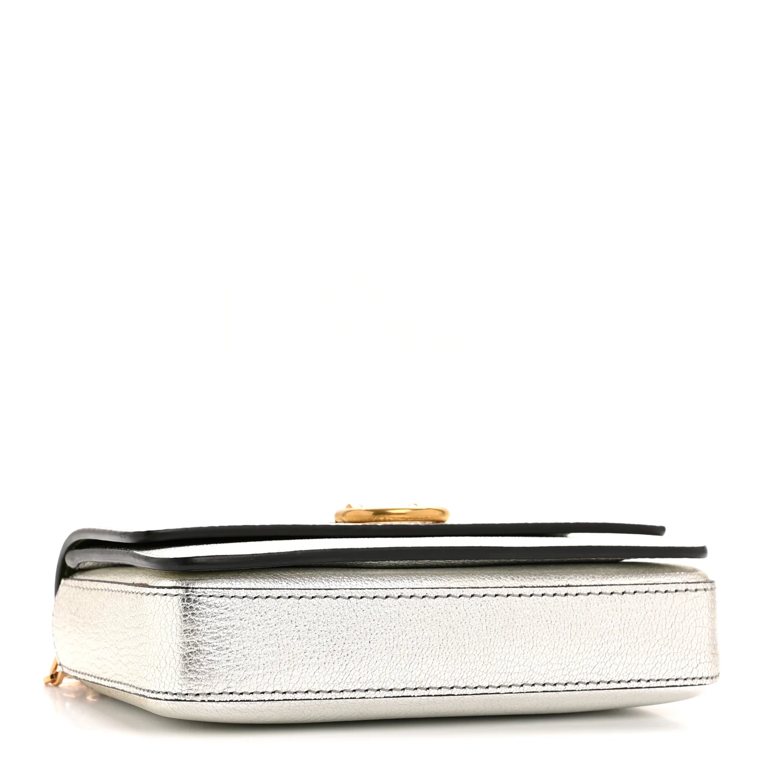 Metallic Hayes Goatskin D-Ring Mini Bag Silver - Image 3