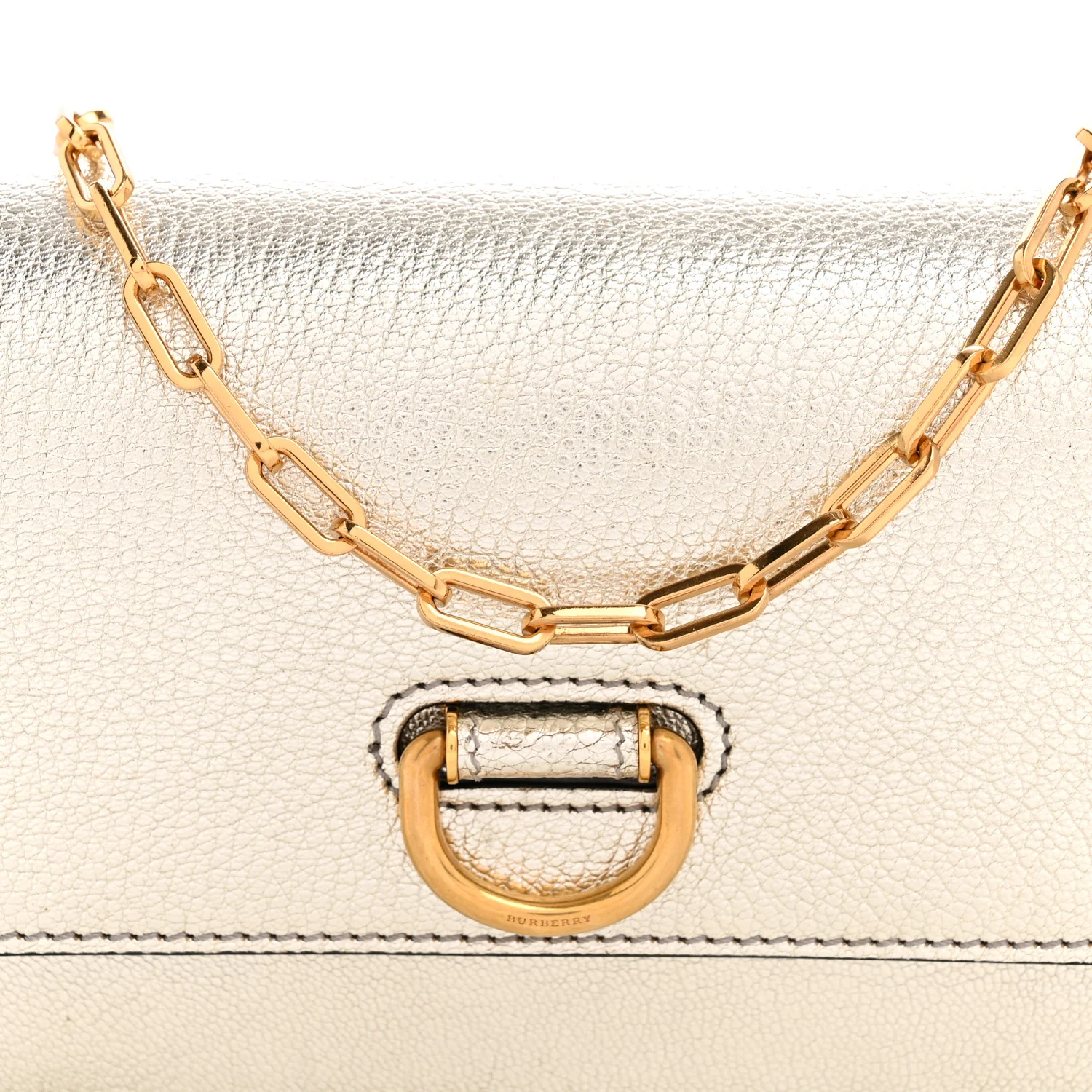 Metallic Hayes Goatskin D-Ring Mini Bag Silver - Image 7