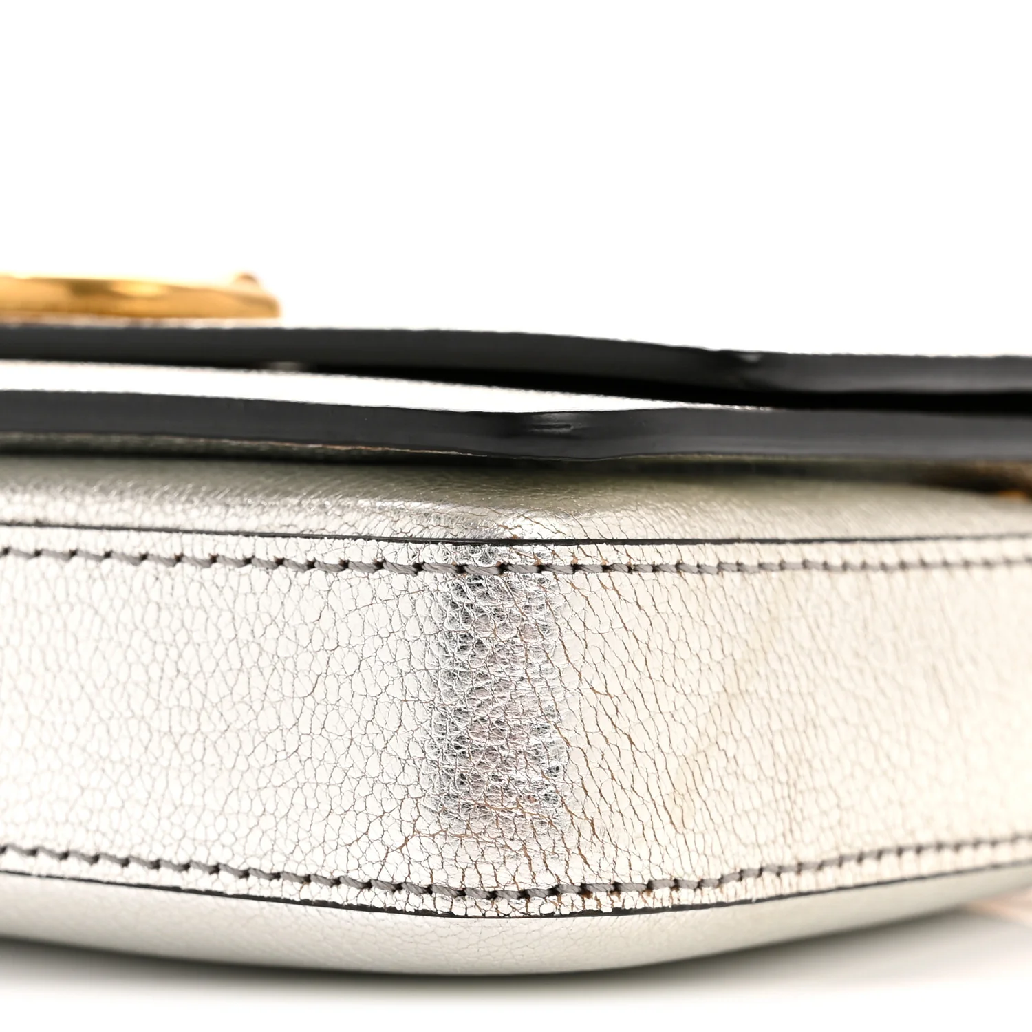 Metallic Hayes Goatskin D-Ring Mini Bag Silver - Image 9